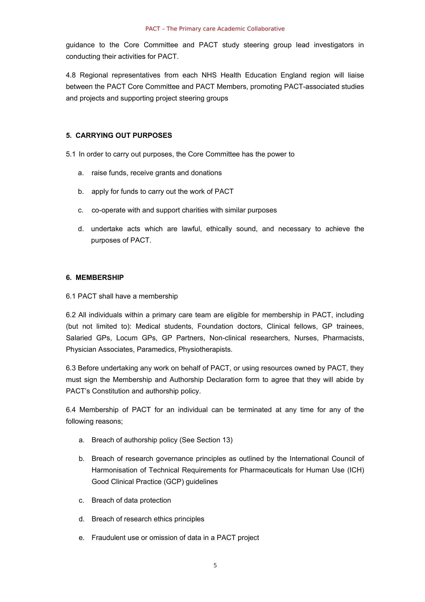 PACT constitution — Primary care Academic CollaboraTive (PACT)