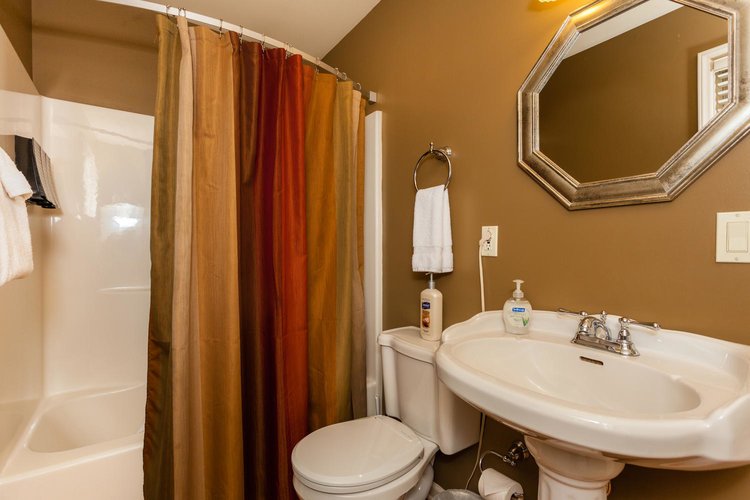 Asheville cabin bathroom with heated toilet seat