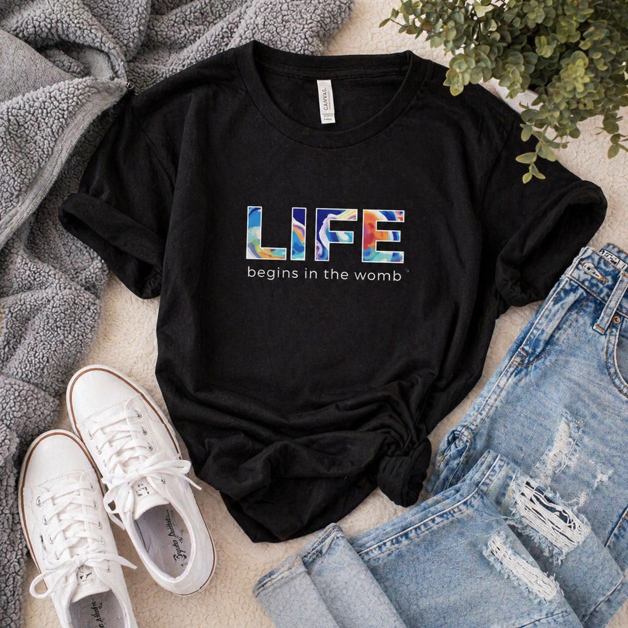 Life Begins in the Womb Pro-Life T-Shirt Black