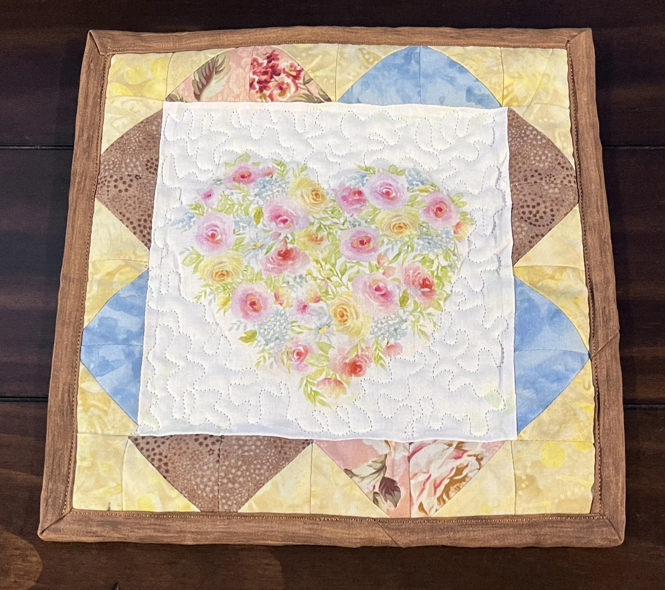 April Flower Heart Table Topper