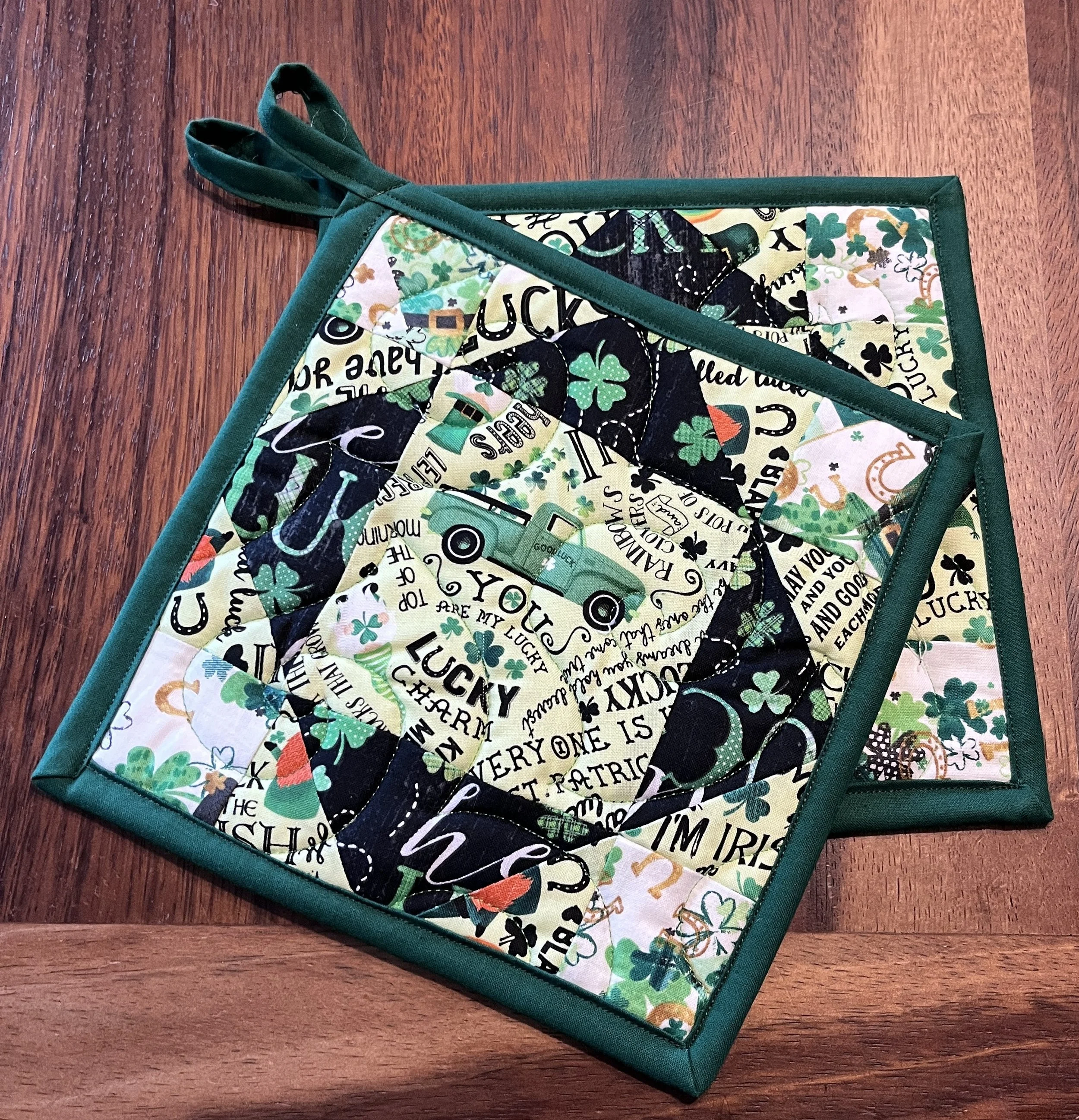 March Lucky Charm Irish Truck Hot Pads – Set of 2