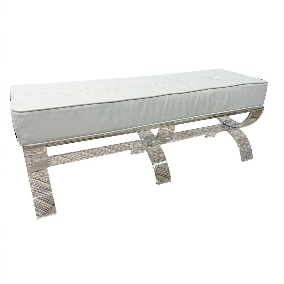 Acrylic and Leather Bench