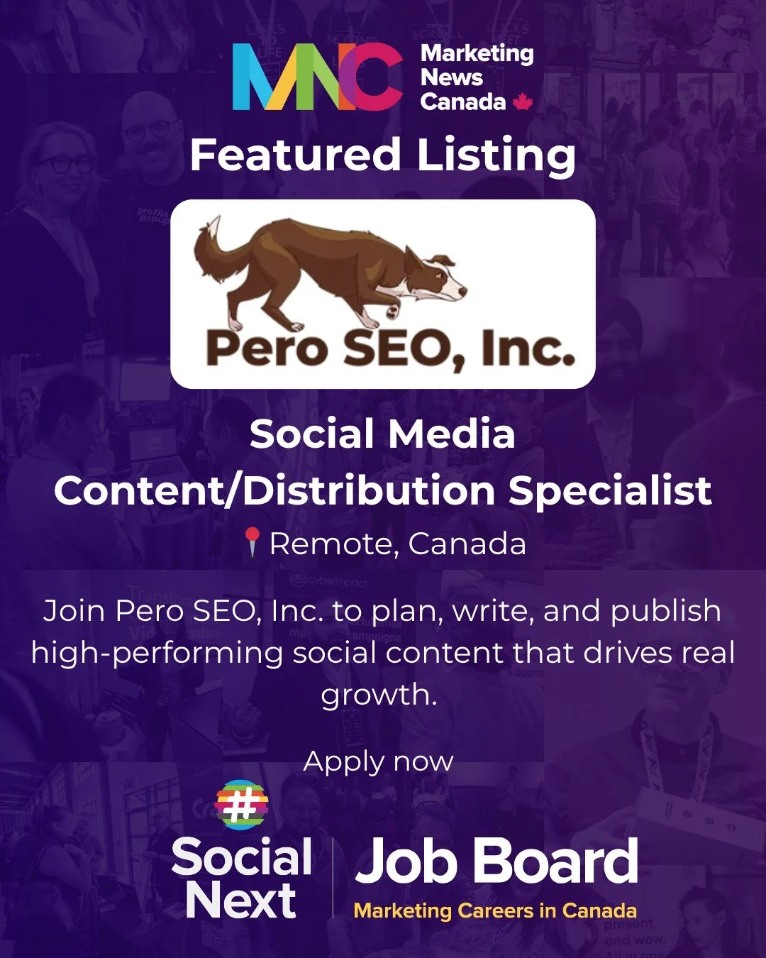 Pero SEO Inc. is hiring a Social Media Content & Distribution Specialist, remote from anywhere in Canada!
If social storytelling is your jam, this role is for you. You’ll create, schedule, and publish engaging content across multiple platf