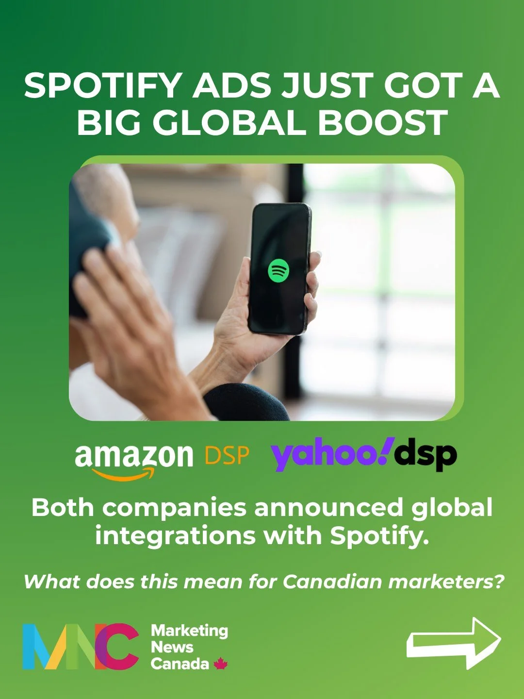 Spotify’s new integrations with Amazon DSP and Yahoo DSP just changed how brands reach listeners, in Canada and globally.
Now marketers can access Spotify’s premium music and podcast inventory programmatically, powered by first-party dat