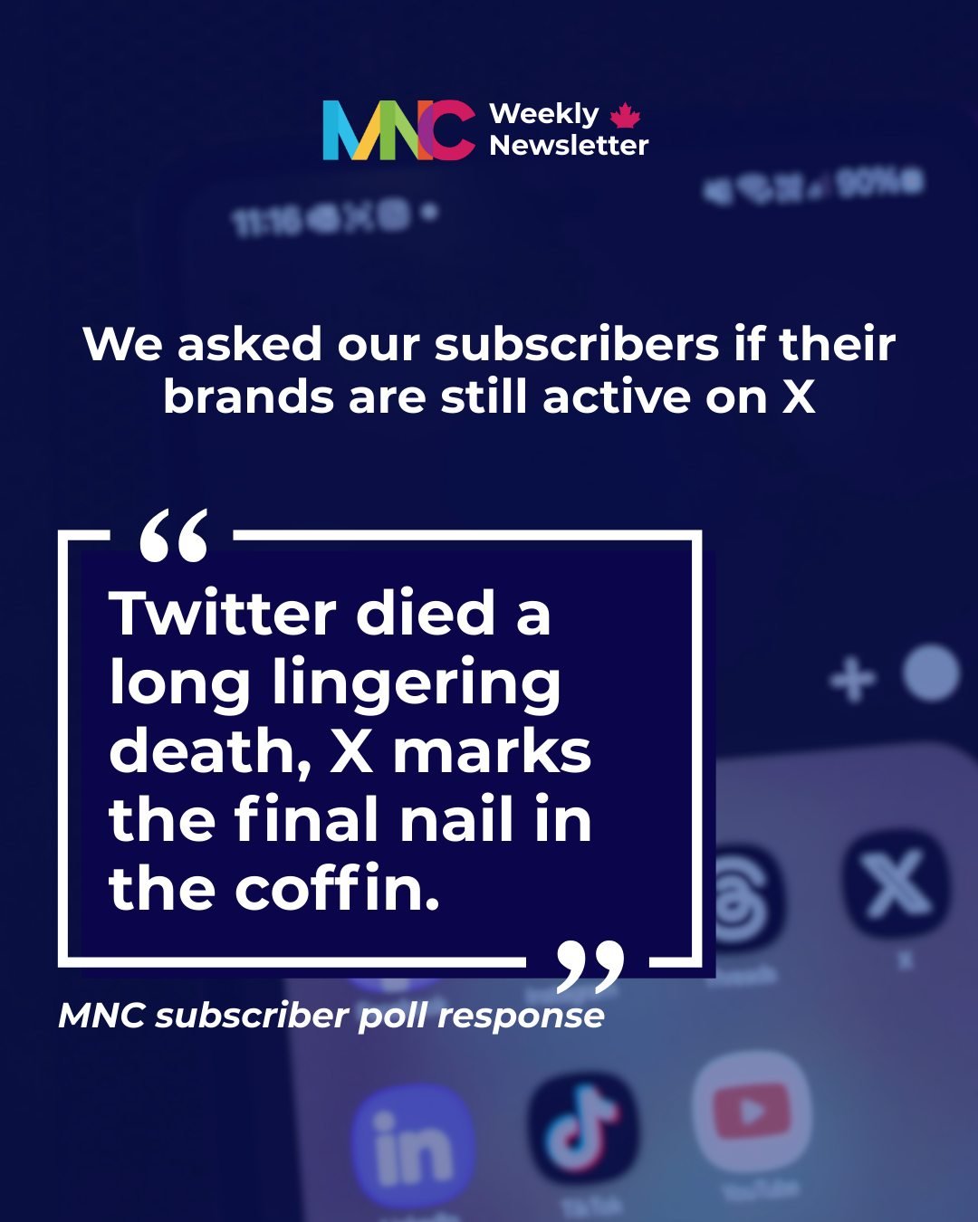 Is X still worth the risk for brands?

As questions around brand safety and platform stability grow, Canadian brands are reassessing how they use the platform, and our subscribers had a lot to say about how their approach has changed.

In this week&r