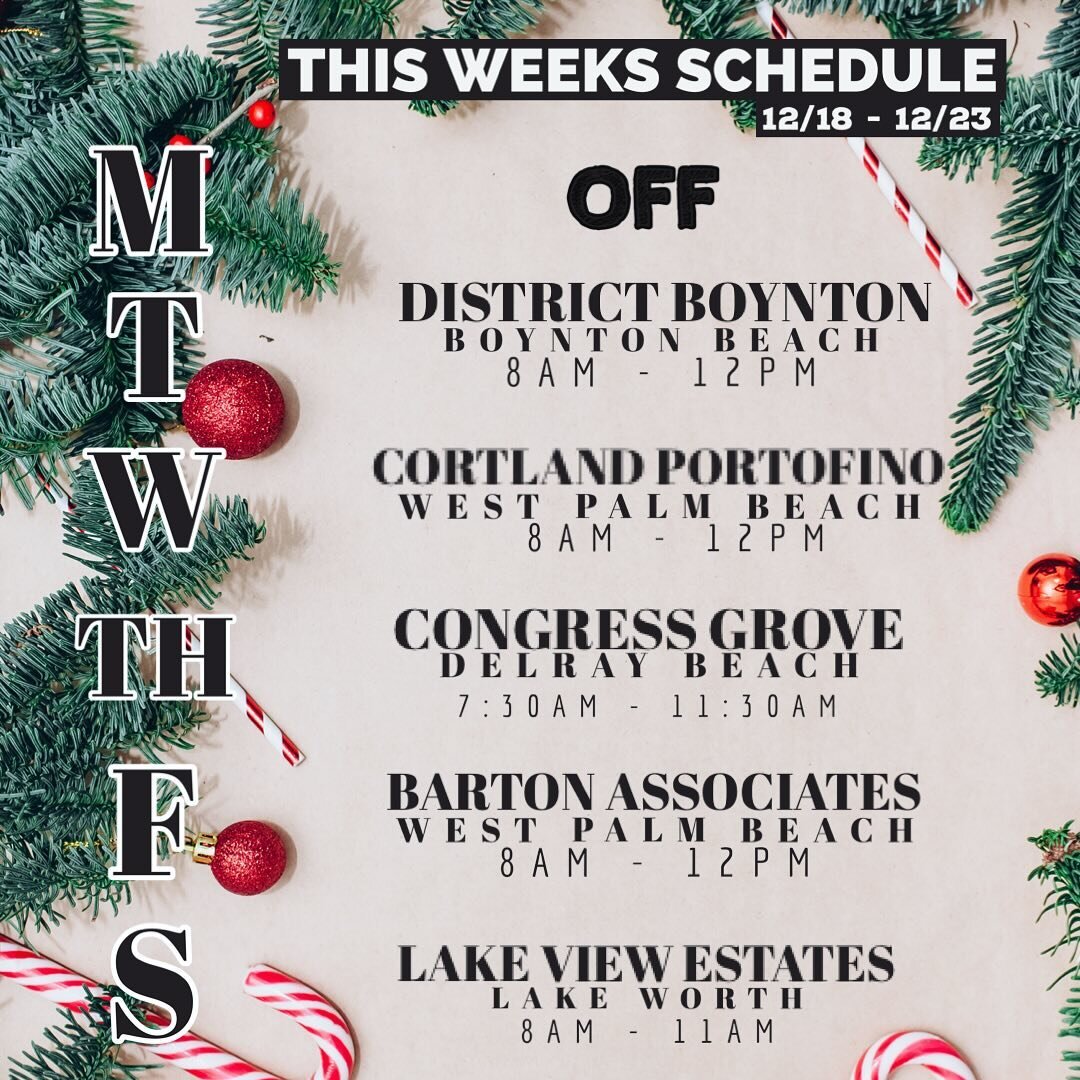 🎄ONE WEEK UNTIL CHRISTMAS! 🎁We are hitting up some of our favorite spots this week! Hope to see you at the window!! 

@districtboynton @cortlandportofinoplace @livecongressgrove 
#coffeetrailer #coffeetruck #coffee #latte #hotlatte #icelatte #icedc