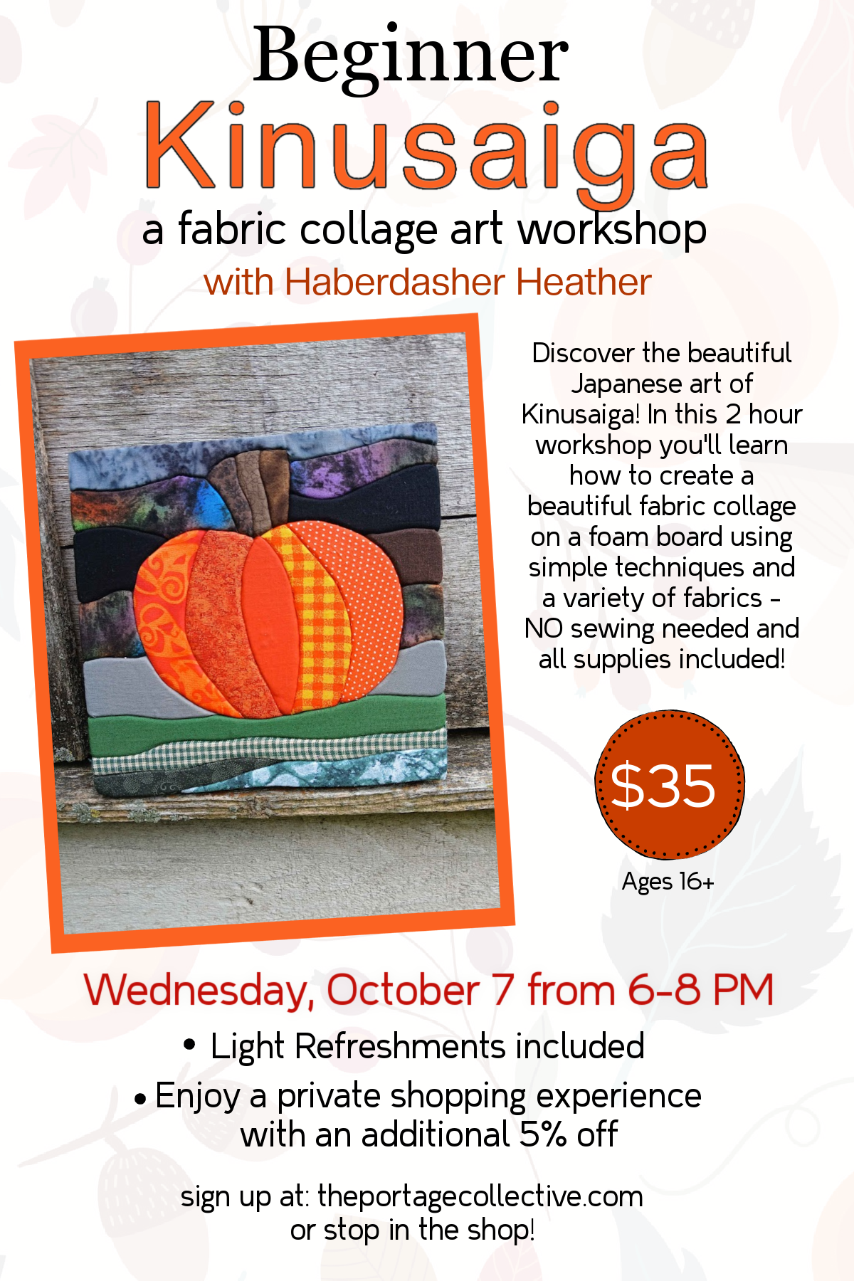 colorful pumpkin fabric collage