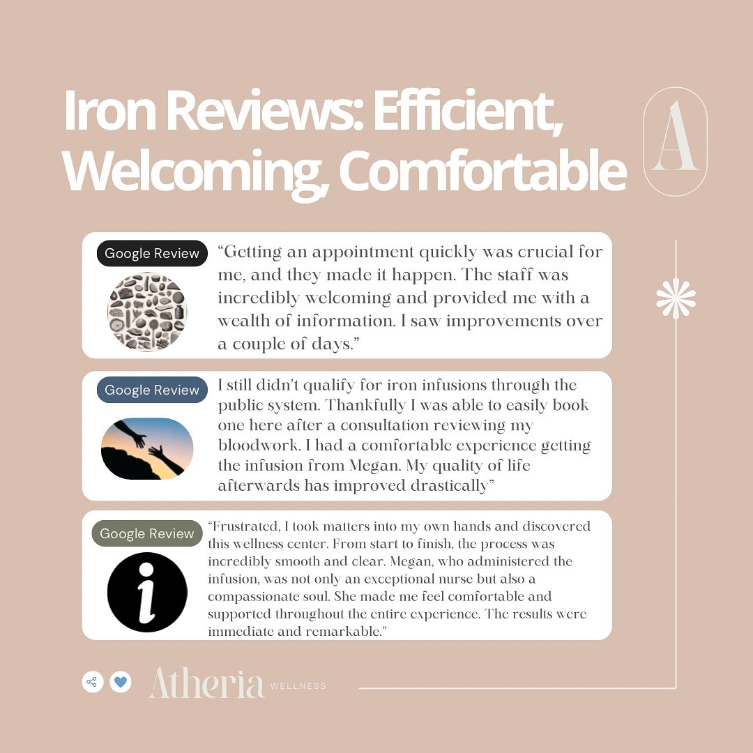 ⭐️⭐️Snippet of our Iron Reviews these Past Few Months⭐️⭐️
There are a few things we love to hear from you:
➡️We are so pleased to find out when the results have been immediate &amp; that you&rsquo;ve seen positive change. We&rsquo;re so grateful to e