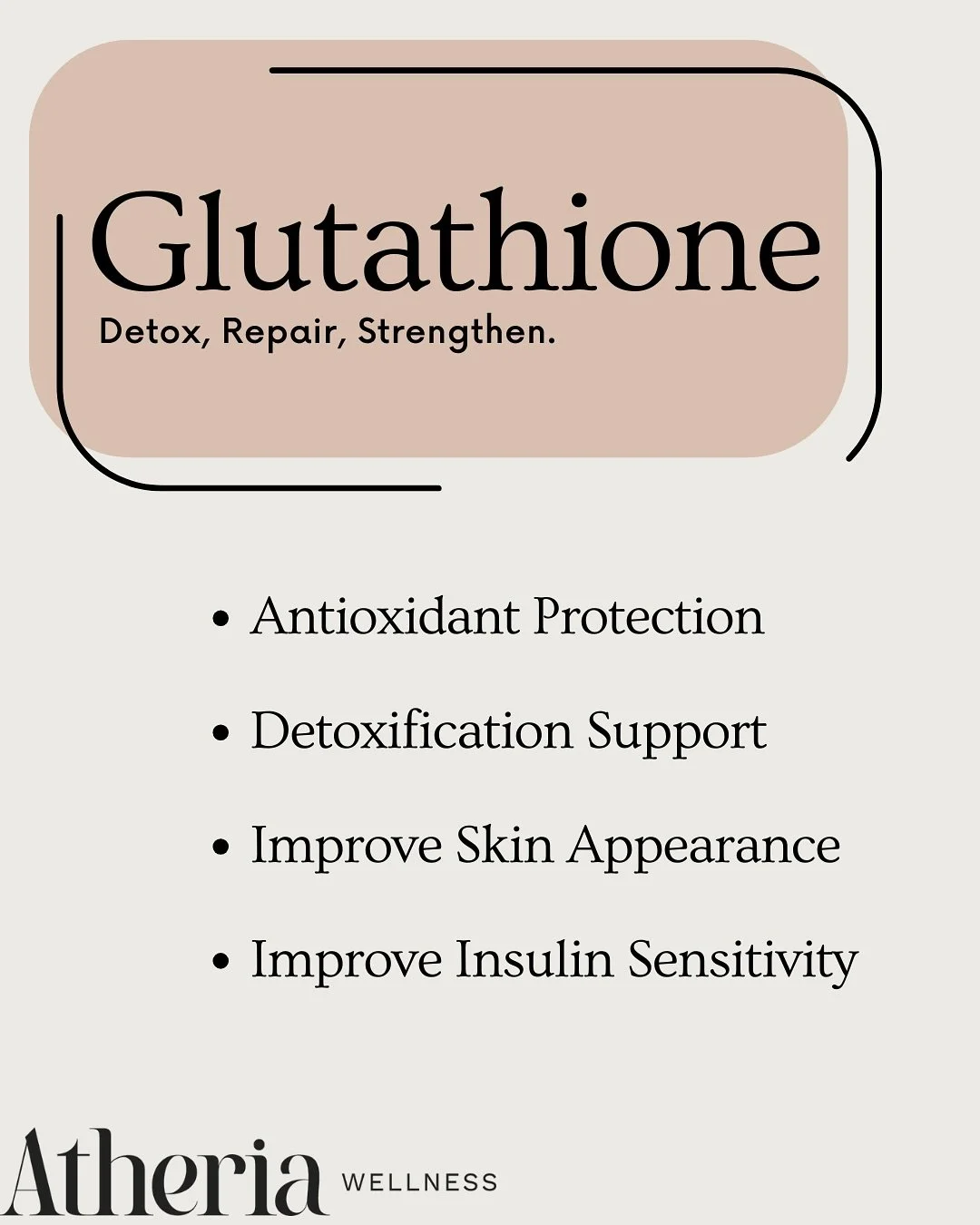 Glutathione: the antioxidant your body already loves ✨😍

#atheriawellness #torontoGlutathioneInfusion #Glutathione #Glutathioneinfusion #wellnessinfusions #torontowellness #torontowellnessclinic