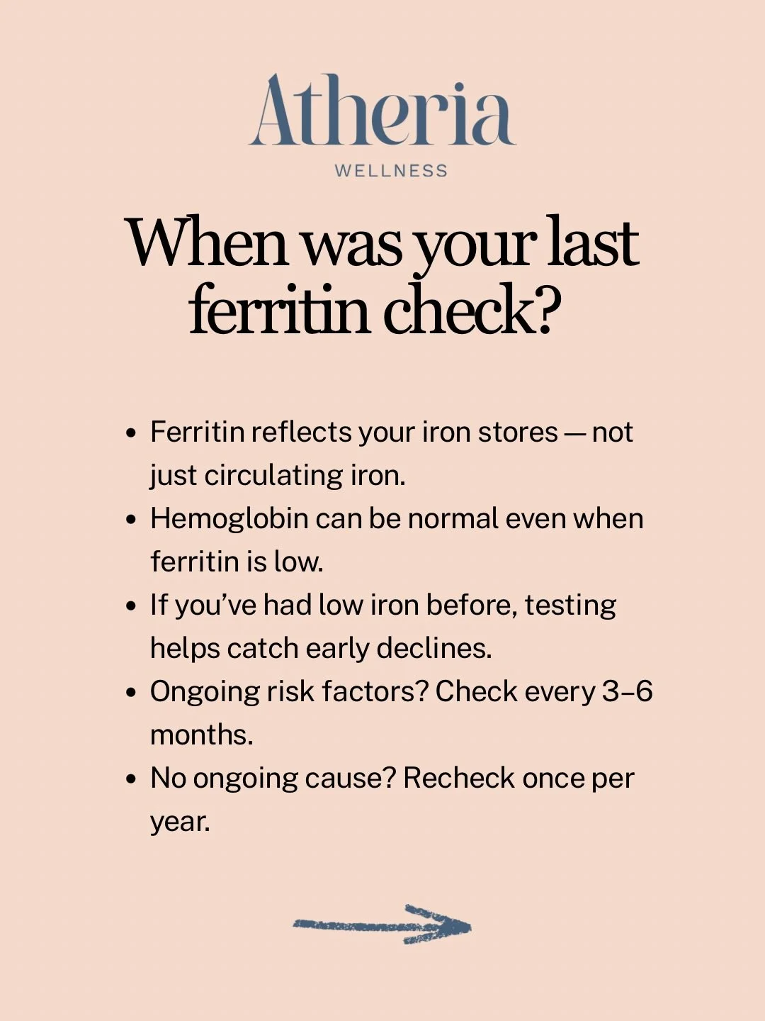 For many patients, spring is a good time to reassess iron levels🩸

If fatigue is creeping back 😴, early monitoring can prevent deeper depletion 📉
Iron health isn&rsquo;t reactive &mdash; it&rsquo;s proactive 💪✨

Save this for your next lab discus