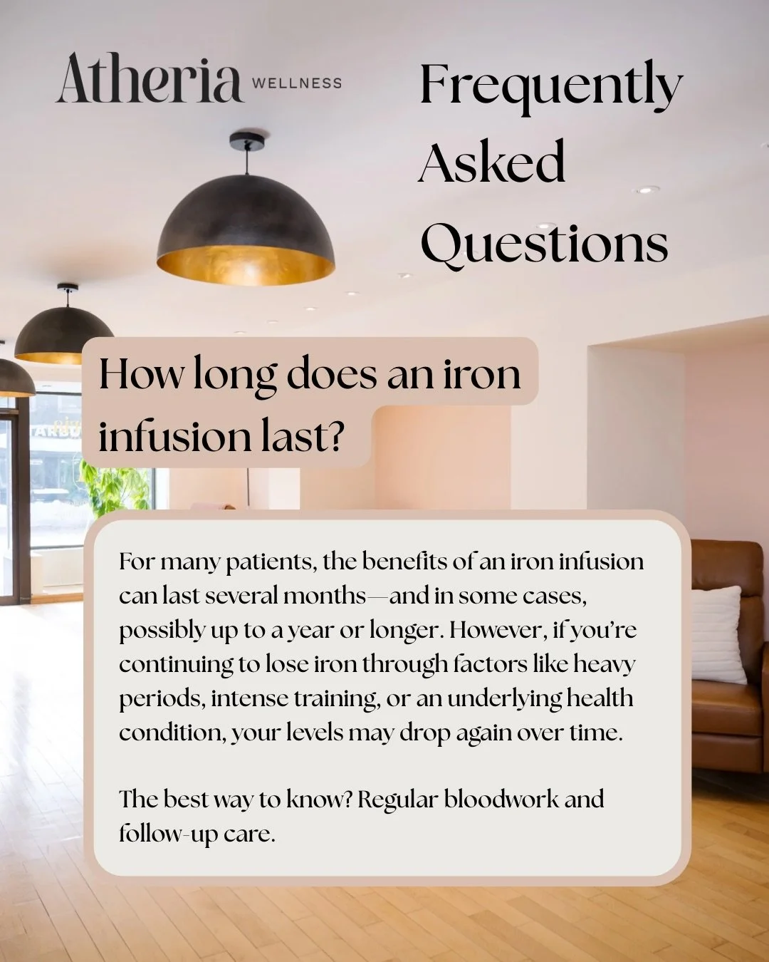 Frequently Asked Questions: Iron Infusions ✨

We get a lot of questions about IV iron therapy&mdash;and we love that you&rsquo;re asking! 

At Atheria Wellness, we&rsquo;re here to make the process clear, comfortable, and supportive from start to fin