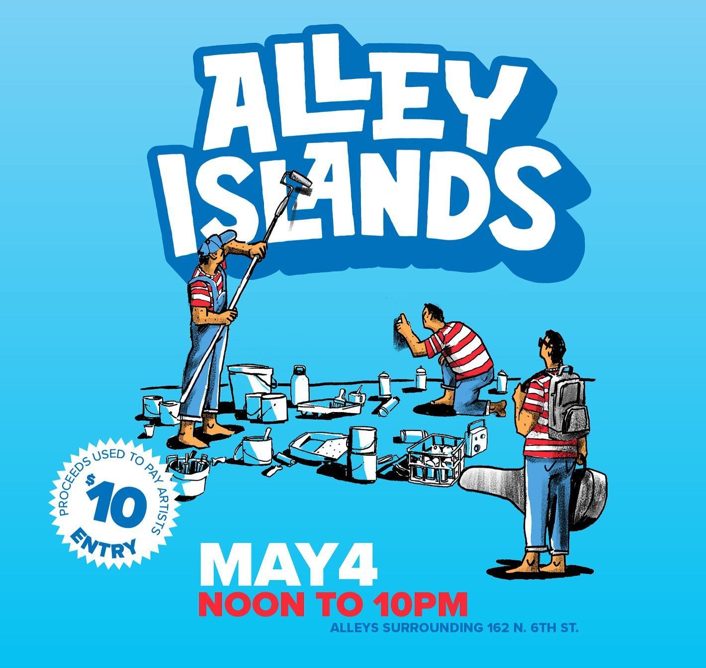 Alley Islands 2024 on May 4th!!!! Only three weeks away!!! Be there to check out some amazing art and local music plus a mural from yours truly ✨✨. @blockfort #alleyislands
