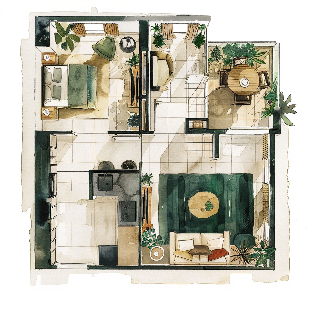 Floor Plan showing modern art deco interior design for renovated condo in long beach east village 90802.png