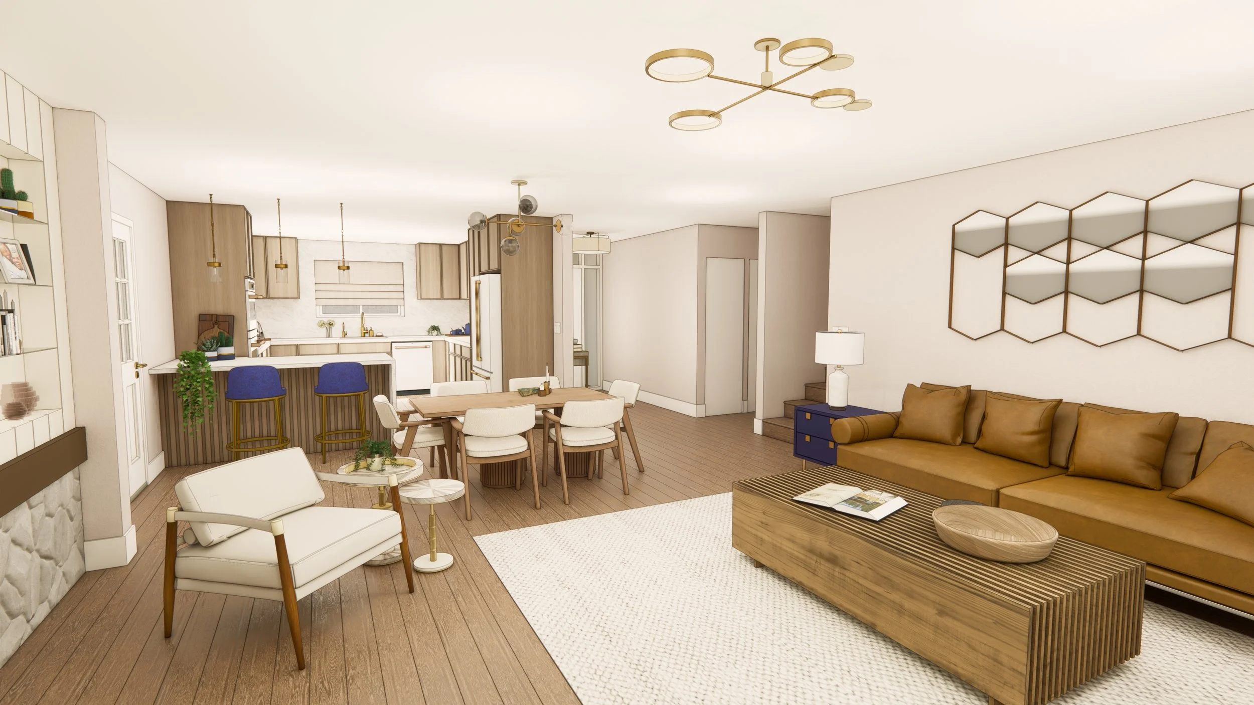 concept rendering for redesign of a carskon ca 1950 craftsman home done by long beach interior designer and architectural designer jennifer morehouse of morehouse crafted interiors