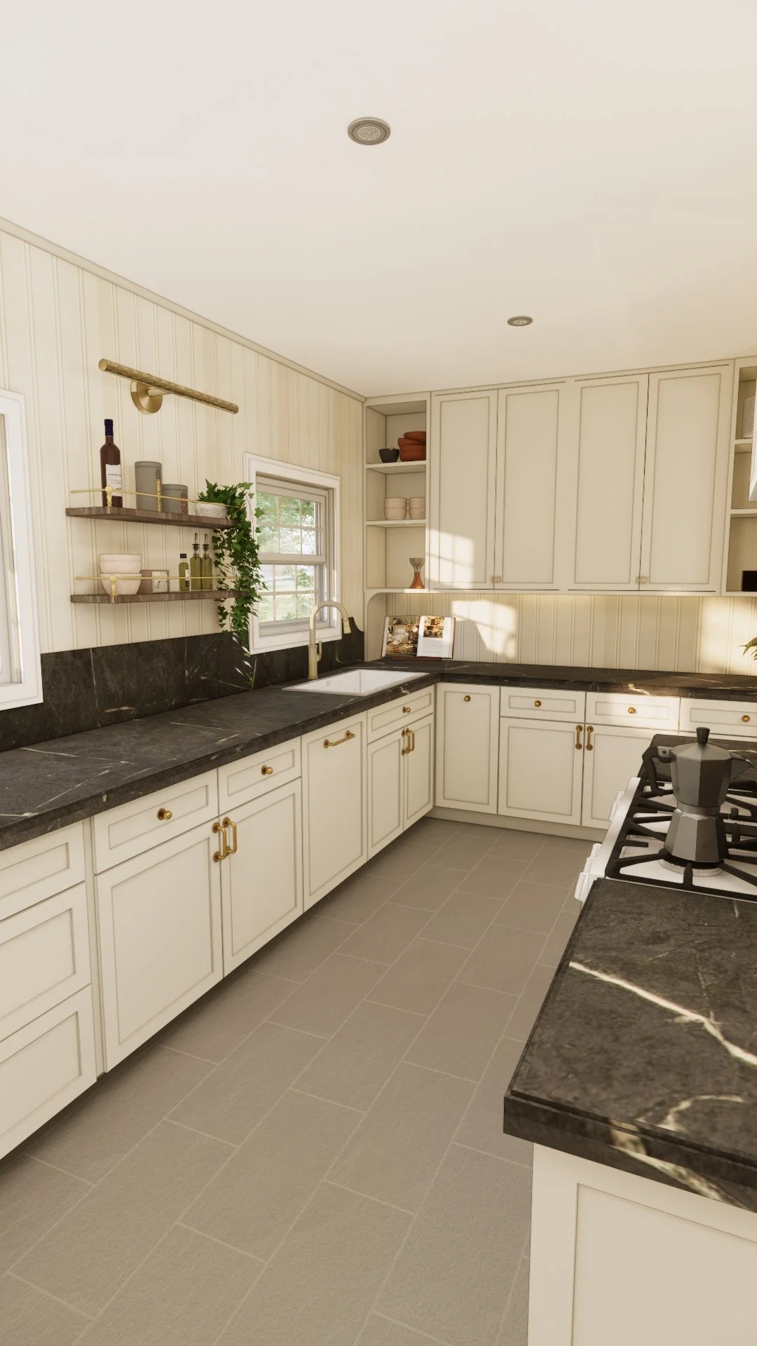 concept rendering for redesign of a long beach kitchen in neighborhood near long beach city college in house that is over 100 years old done by long beach interior designer and architectural designer jennifer morehouse of morehouse crafted interiors