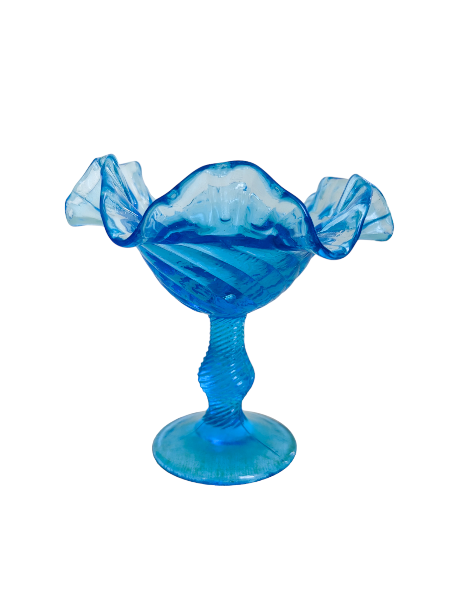 Sky-Blue Glass Compote Dish