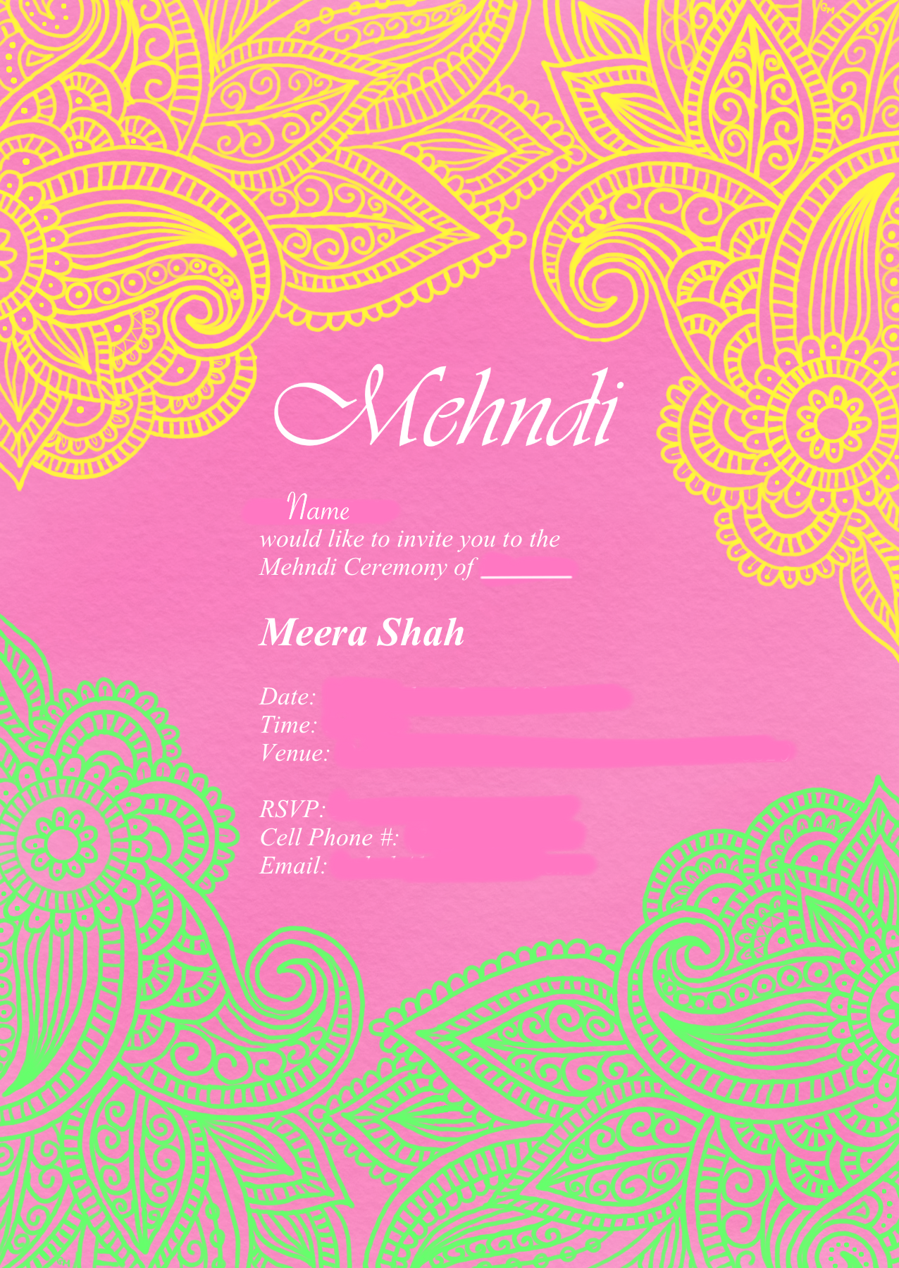 Event Invitation from my own wedding