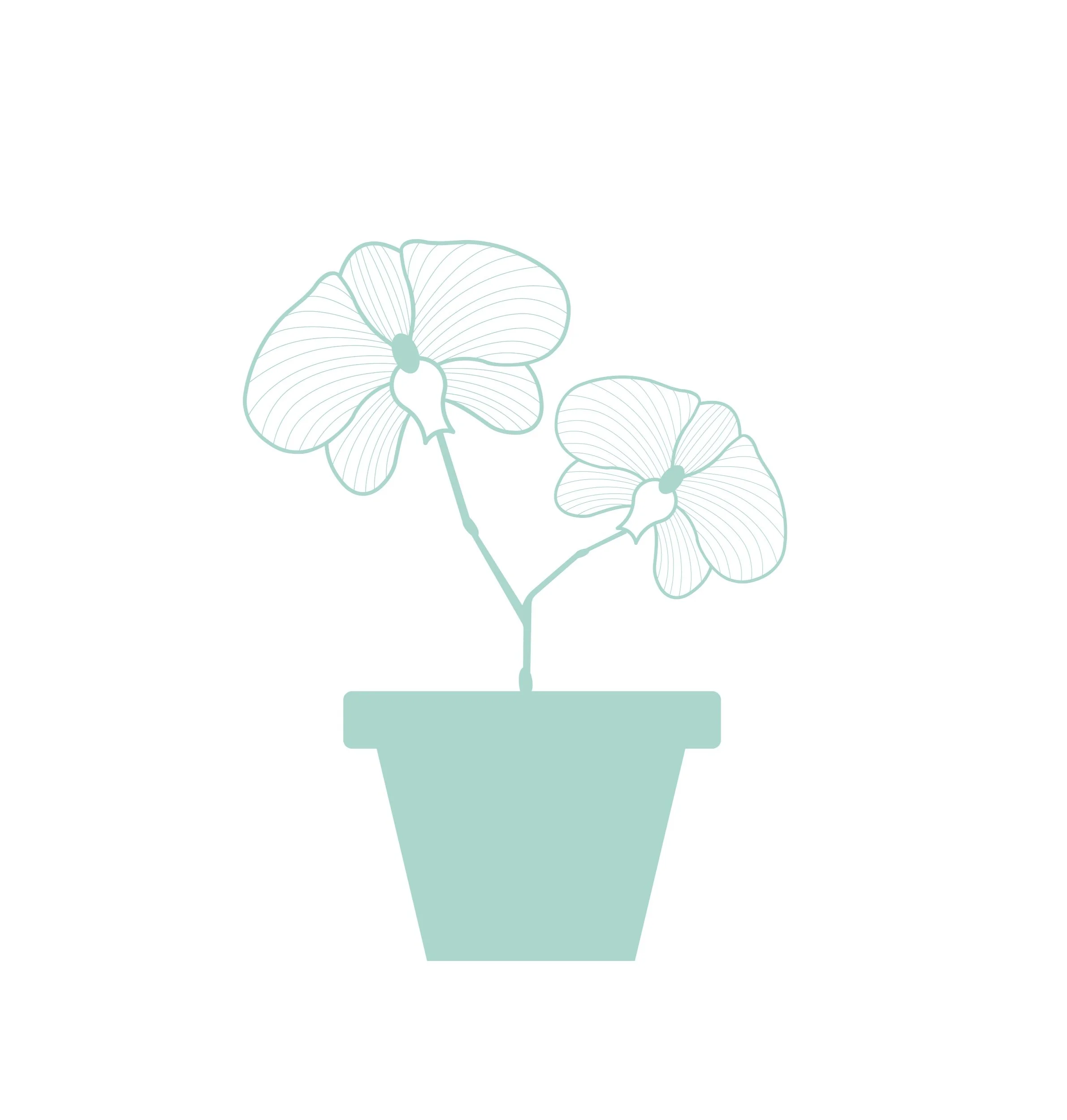 Icon of a plant with two orchids that represents therapy for anxiety