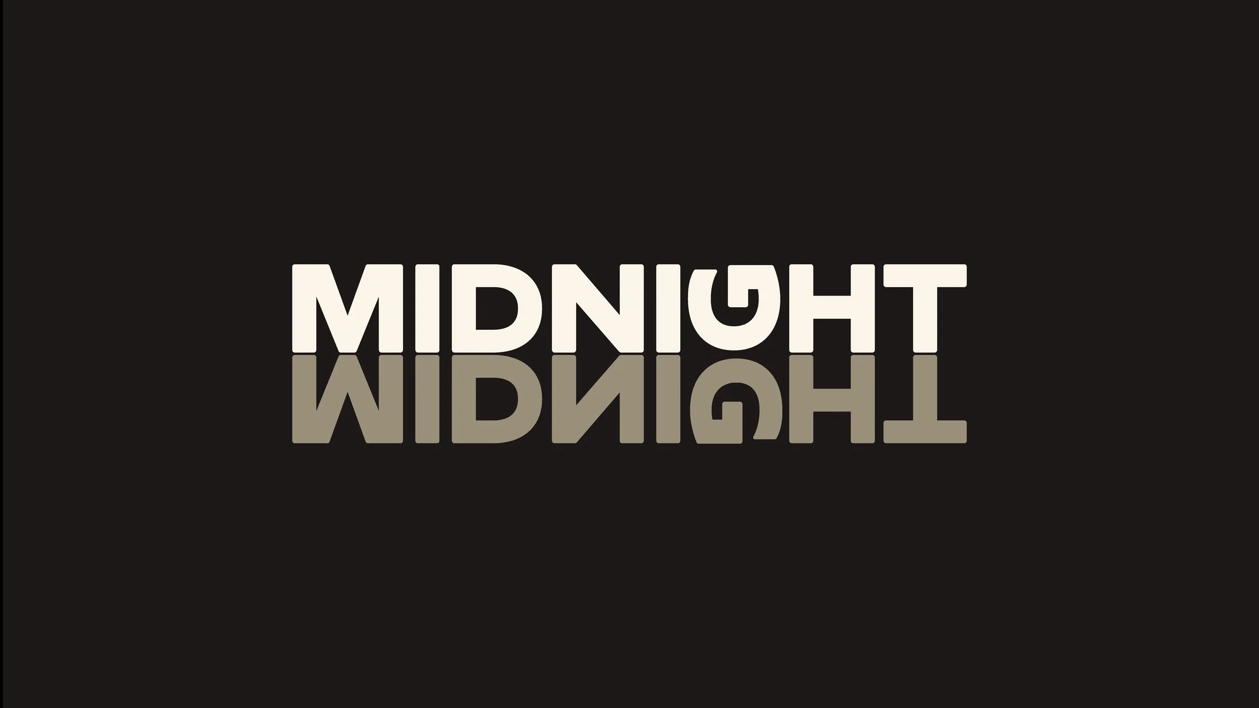 The word 'MIDNIGHT' with a reflection effect on a black background.