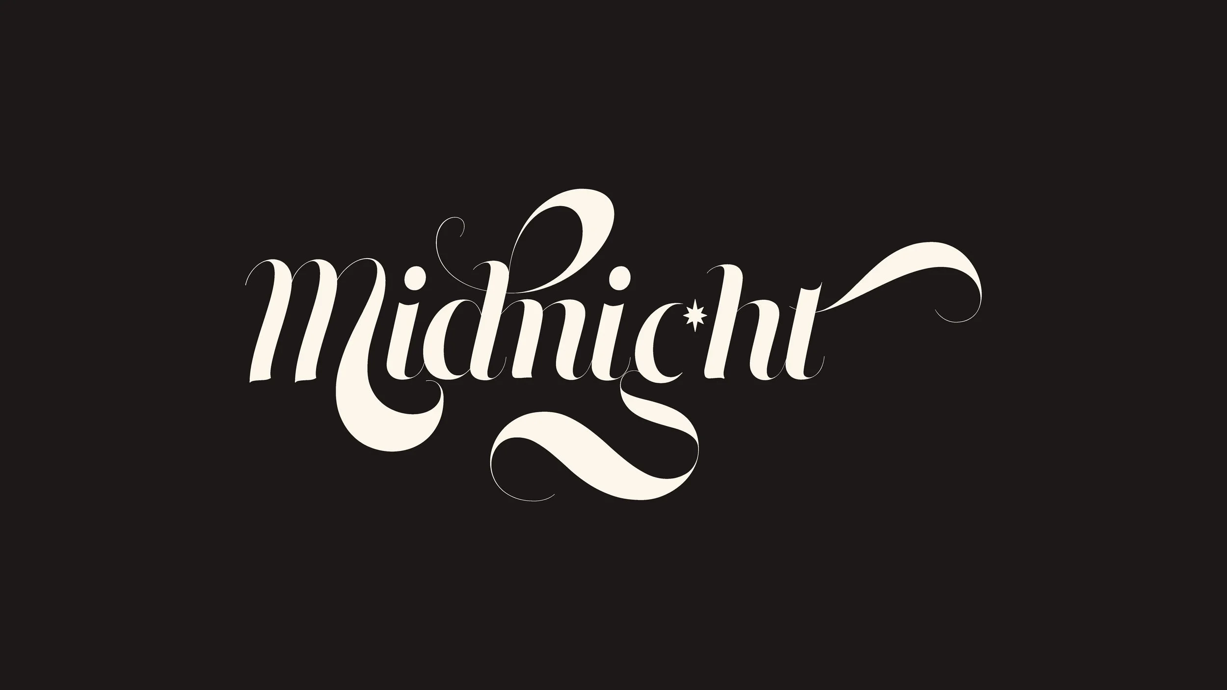 Stylized white text on a black background with the word 'Midnight' in elegant script.