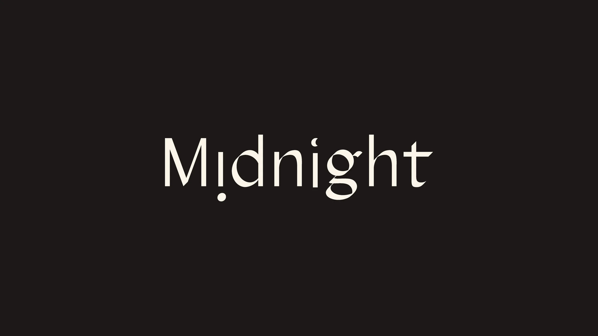 The image displays the word 'Midnight' in white text against a black background.