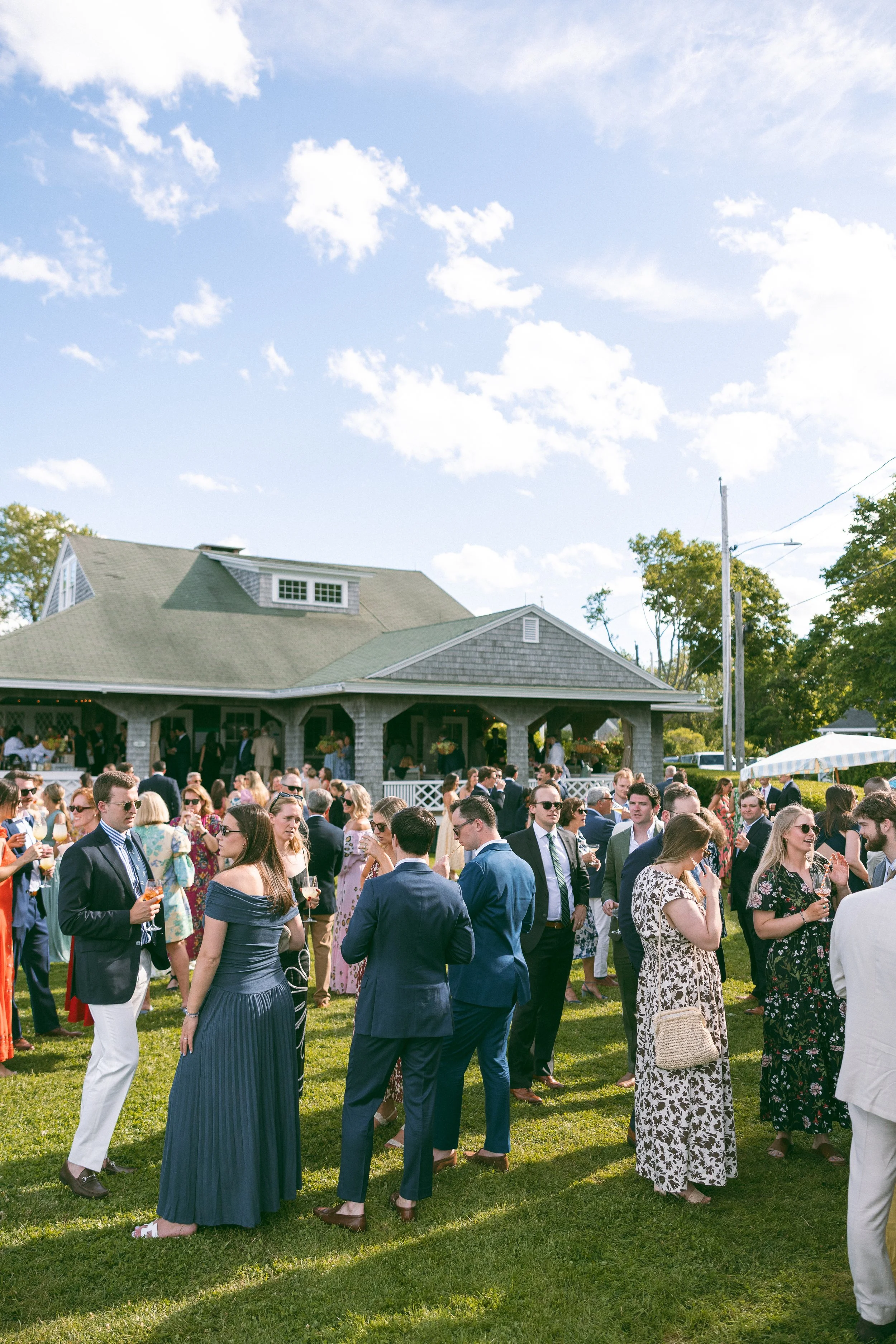 cocktail hour on the lawn at Abenakee Country Club in Biddeford Pool on a perfect June Day in Maine
