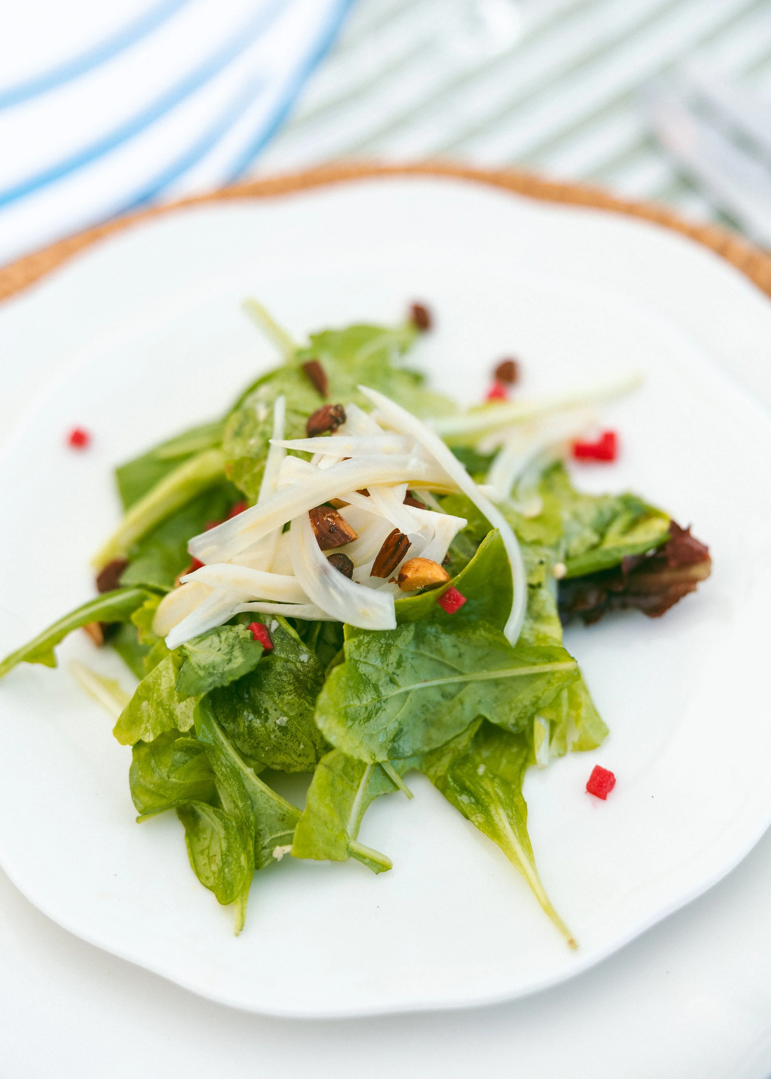 spring salad with local greens and pickled fennel