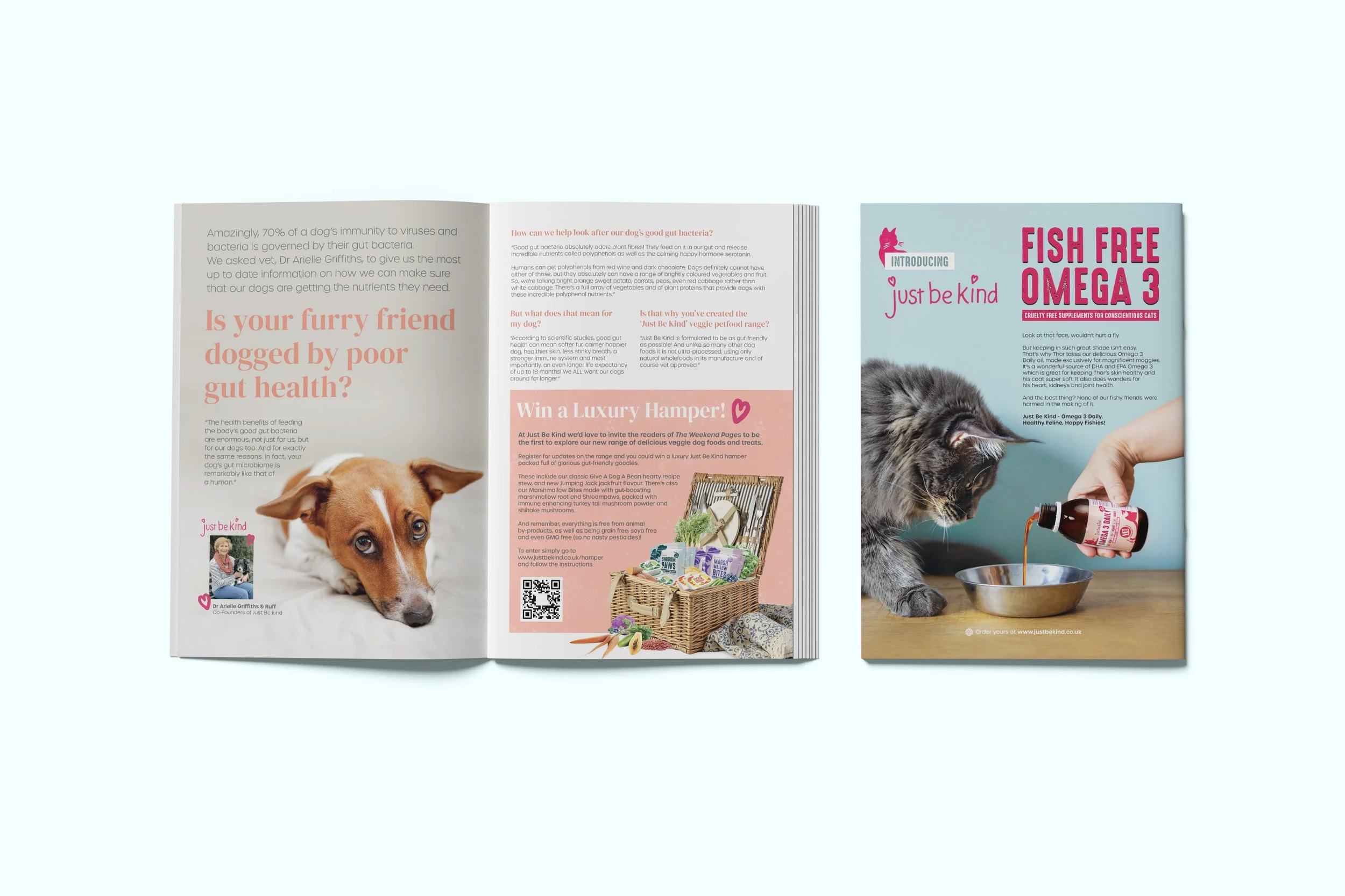 Just be kind vegan dog treats & food range - packaging design + visual identity development by Yoke Creative Agency