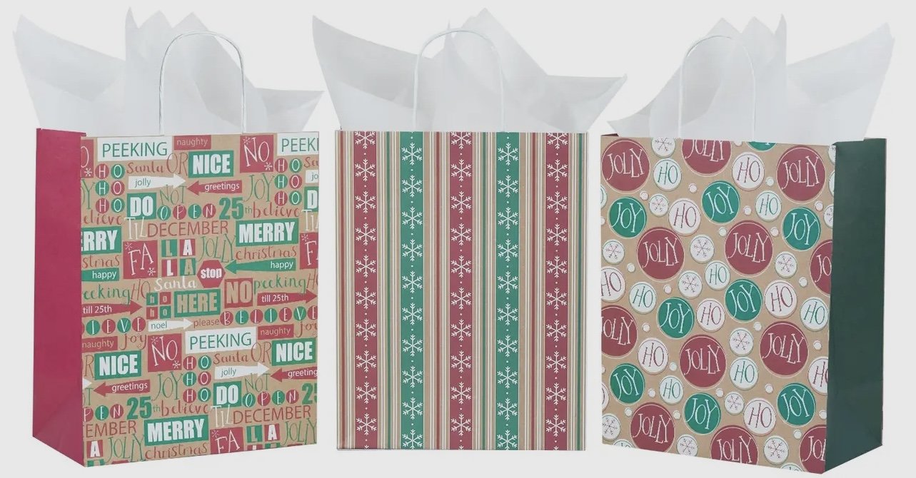 Knit Kraft Natural/Red/Green Wrapping Paper Roll