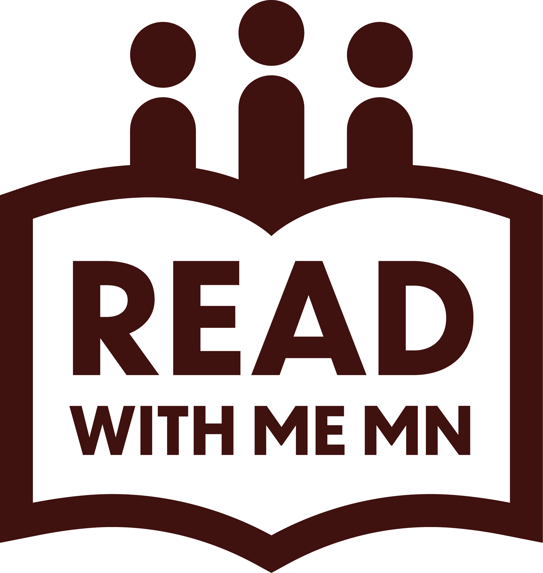 A logo featuring open book and three human figures above the words "READ WITH MEN" in bold black text.