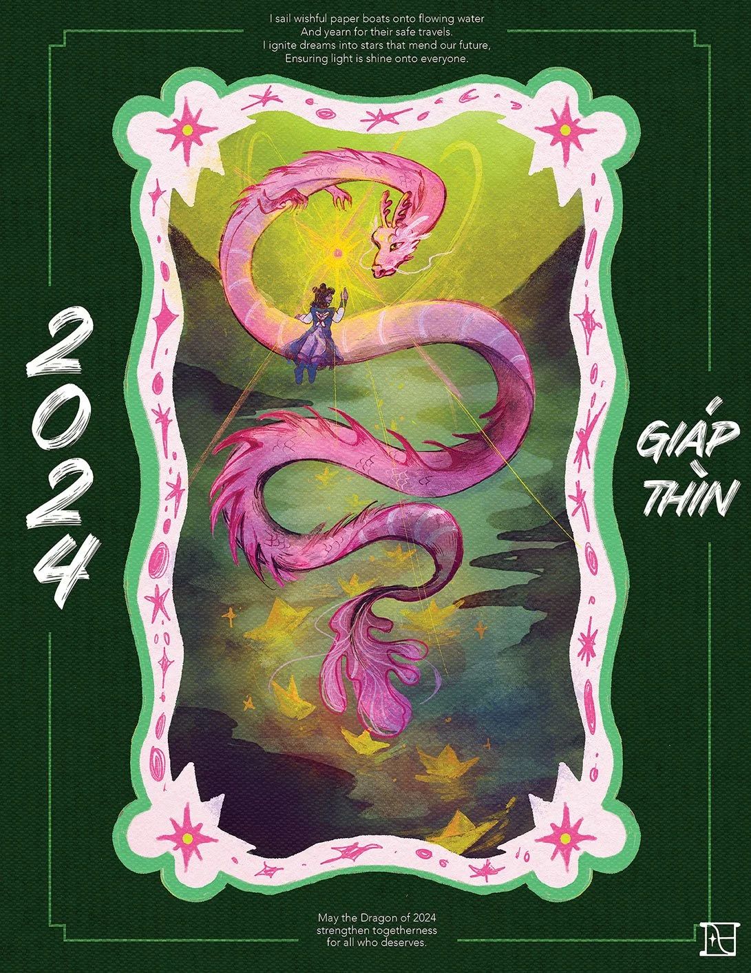 🩷🐉 Year of the Dragon - 2024 Giáp Thìn 🐉🩷
.
“I sail wishful paper boats onto flowing water
And yearn for their safe travels.
I ignite dreams into stars that mend our future,
Ensuring light is shine onto everyone.”
.
May the Dragon of 2024 strengt
