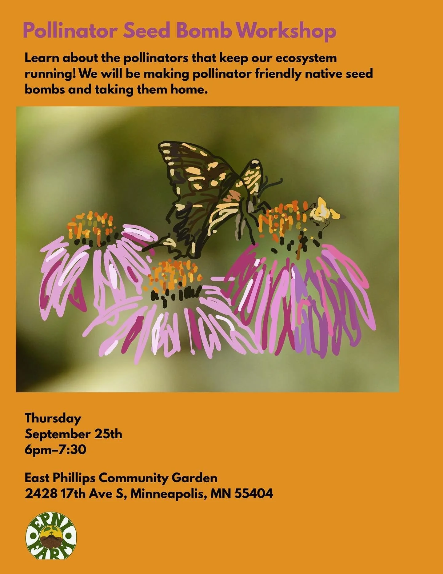 EPNI&rsquo;s Lead Educator and Farm Steward, Forest (Turtle Mountain Anishinaabe) will teach about pollinators that keep our ecosystem running. This is a hands-on workshop! 

We hope to see you there.

When?
25 September
6PM-730PM

Where?
East Philli