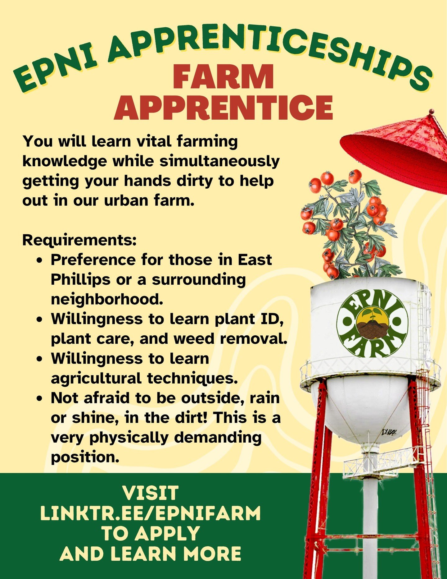 We are excited to announce we're hiring a summer farm apprentice! One apprentice will have the opportunity to work directly with our farm team to enhance their agricultural skills and knowledge. This position pays $25/hour, up to 20 hours a week. Che