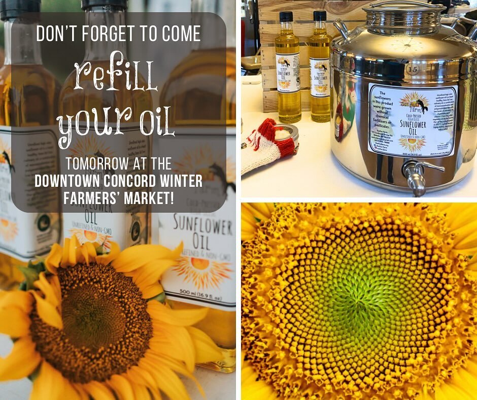 Visit us tomorrow at the @downtown_concord_winterfm and get your refills! There will be so many other great farmers to visit too&mdash;market runs from 9-12. We&rsquo;ll see you there 🧑🏻&zwj;🌾👩🏻&zwj;🌾🌻