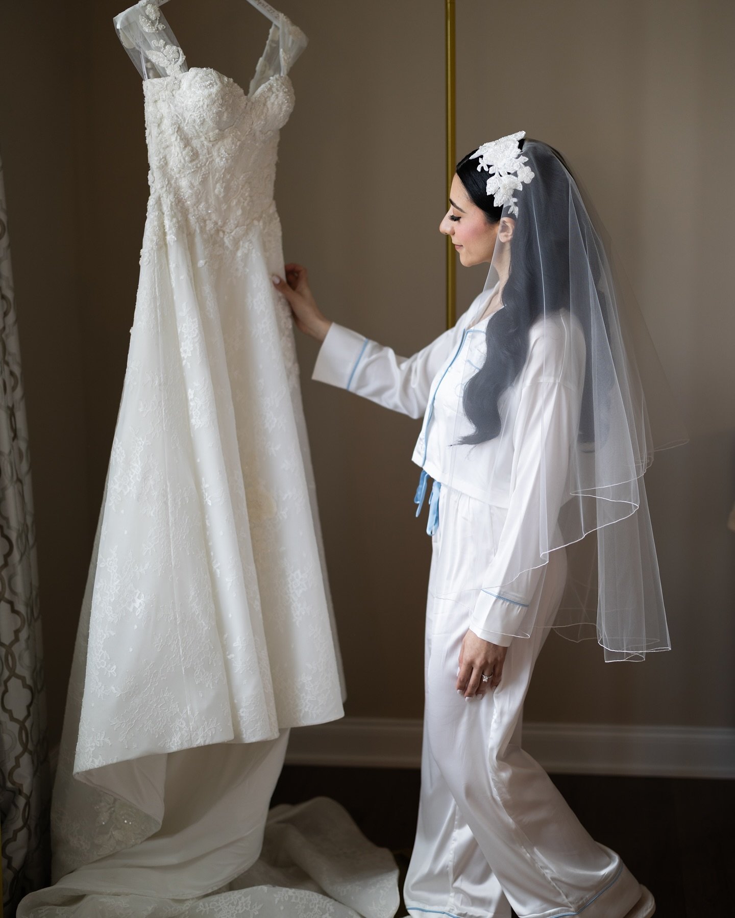 Our beautiful bride Hope said &ldquo;I do&rdquo; in the most magical way, wearing a custom Maria Farbinni Giacinta gown and a matching headband made just for her. Watching her bridal vision come to life was such a special journey, and we couldn&rsquo