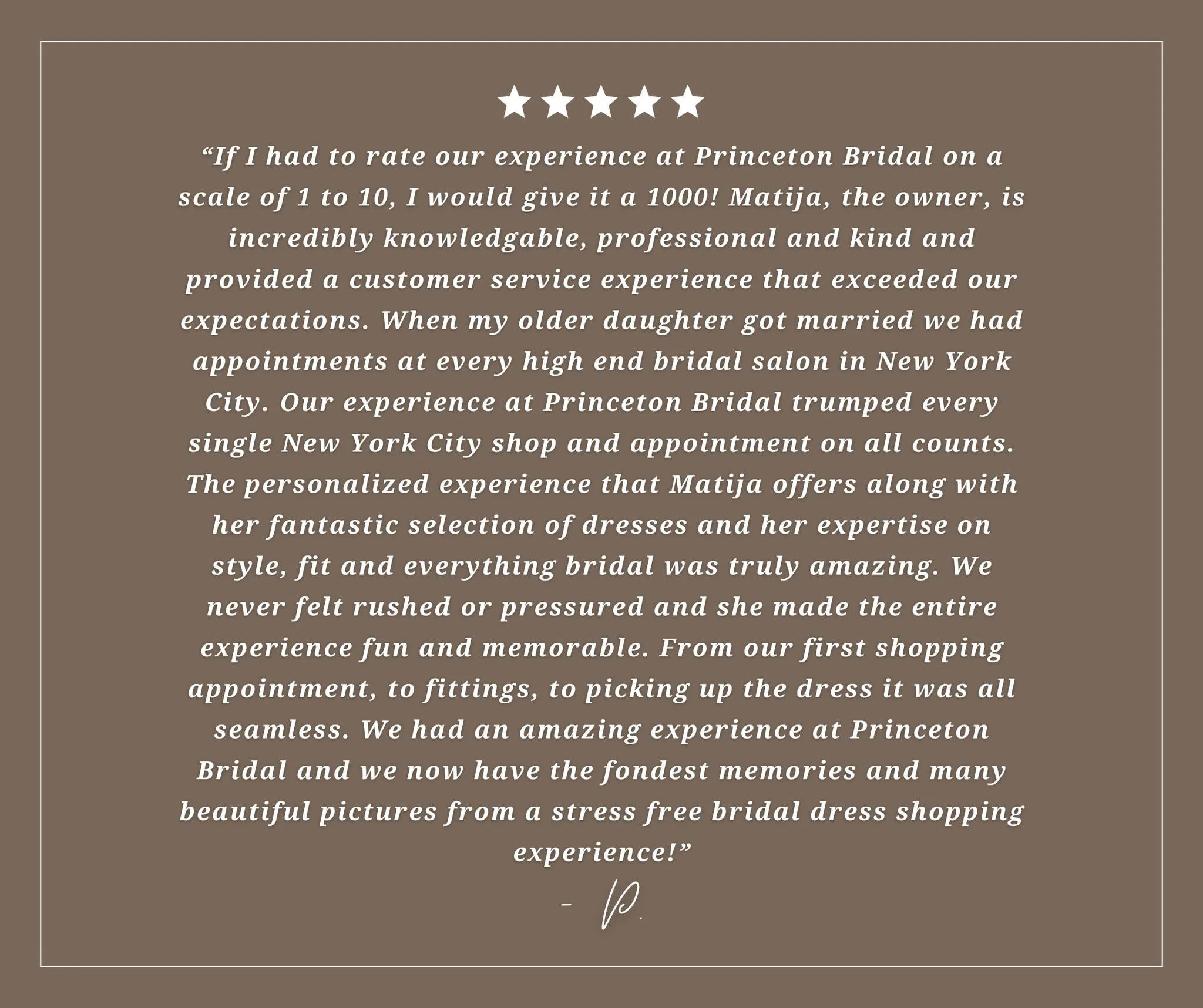 Why go into the city when you can feel this taken care of right here. Pam shared the kindest words about her experience, and it truly means the world to us. Creating a calm, personal, never rushed experience is what we care about most, and we&rsquo;r