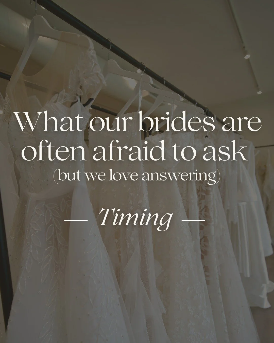 Part 3 - Let&rsquo;s talk timing
It&rsquo;s never too early to say yes, but it can be too late. We recommend starting your dress journey 9-12 months before the wedding to allow time for ordering, fittings, and all the finishing touches.

#SayYesToThe