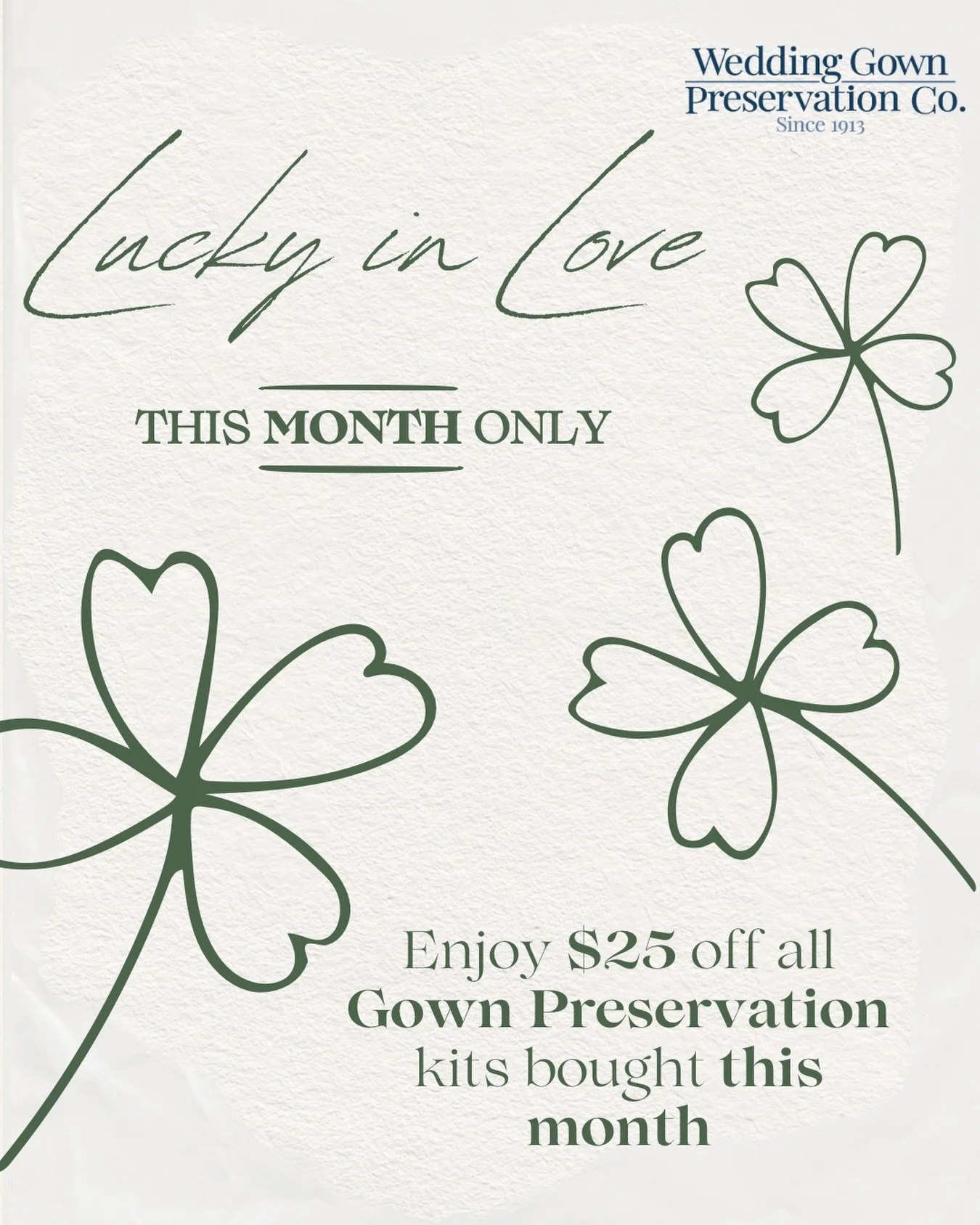 Feeling lucky in love! Brides who purchase gown preservation this month will receive $25 off their kit, the perfect way to keep your dress looking beautiful long after the big day.

#SayYesToTheDress #New #princetonbridal #weddinginspo #bridal Prince