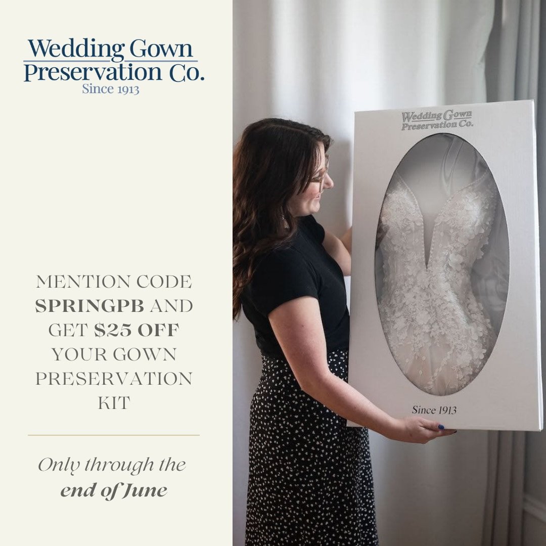Use code SPRINGPB to receive $25 off your gown preservation kit through the end of June. The perfect way to keep your dress looking just as beautiful as the day you wore it.

#SayYesToTheDress #New #princetonbridal #weddinginspo #bridal Princeton lov