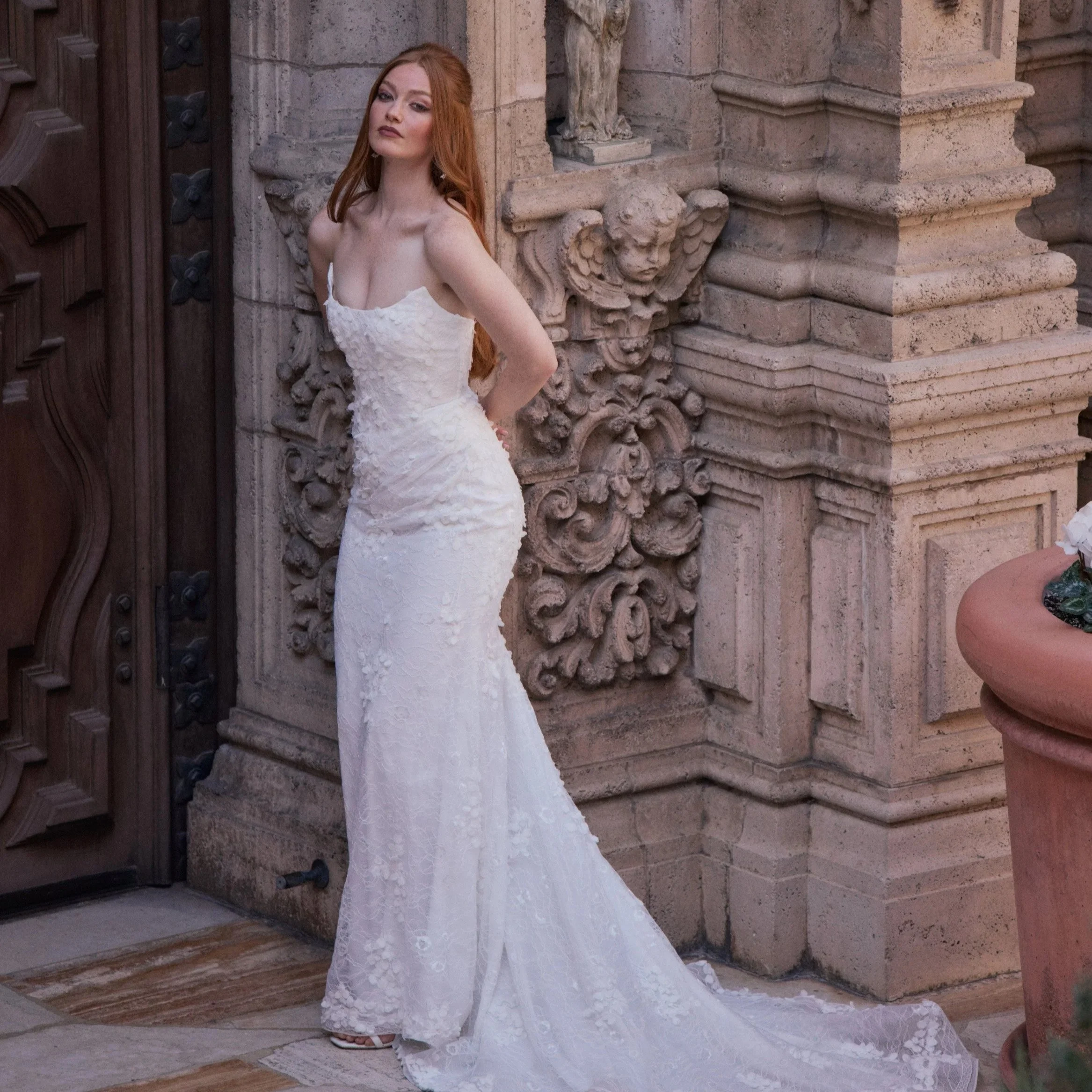 cat eye lace sheath tara lauren gown