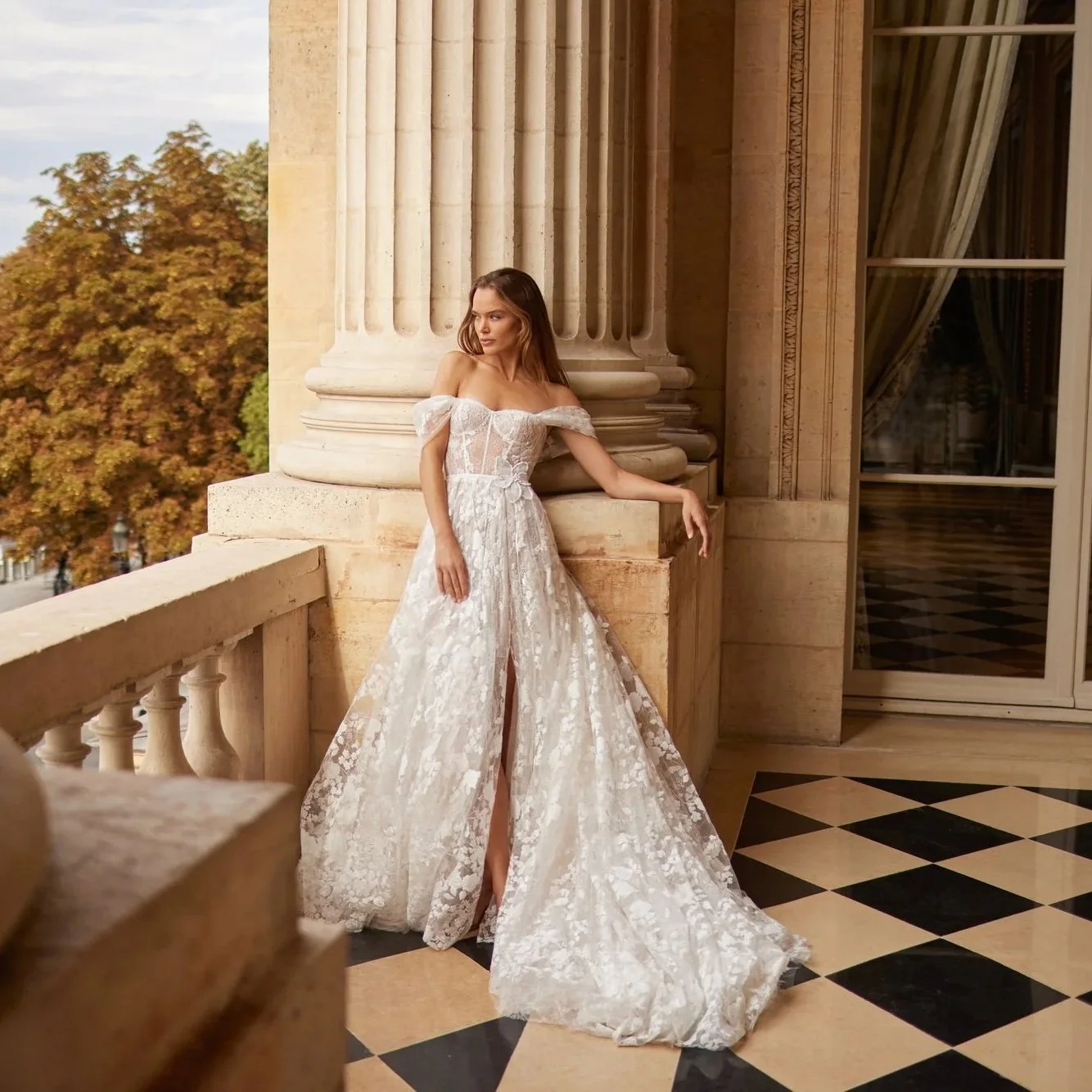 lace ballgown with off shoulder eisen stein