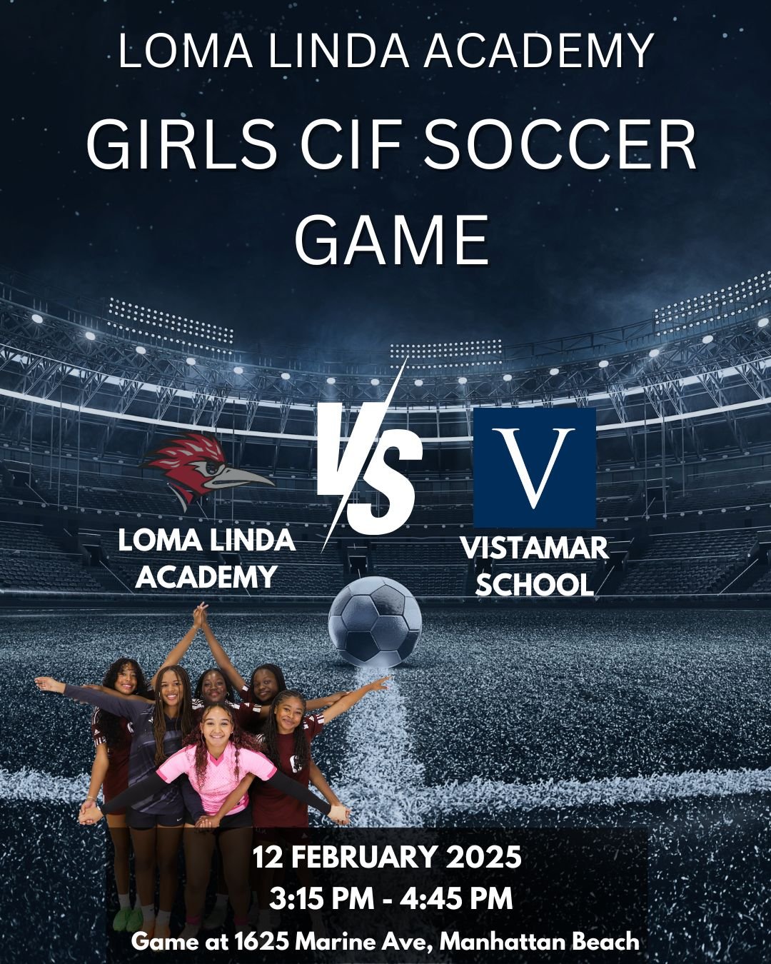 Girls Soccer will play @ Vistamar School Feb. 12 in their Round 1 CIF Playoff Match.