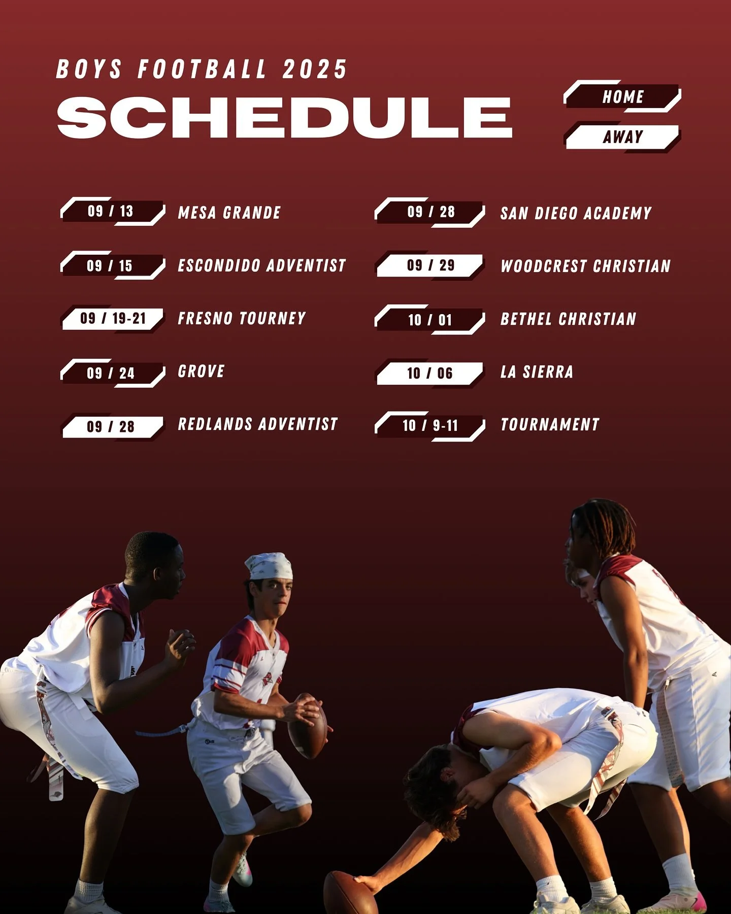 Football schedule 2025 is live! Keep up to date on llaathletics.org! 
&bull;
#llaathletics #roadrunners #lomalinda