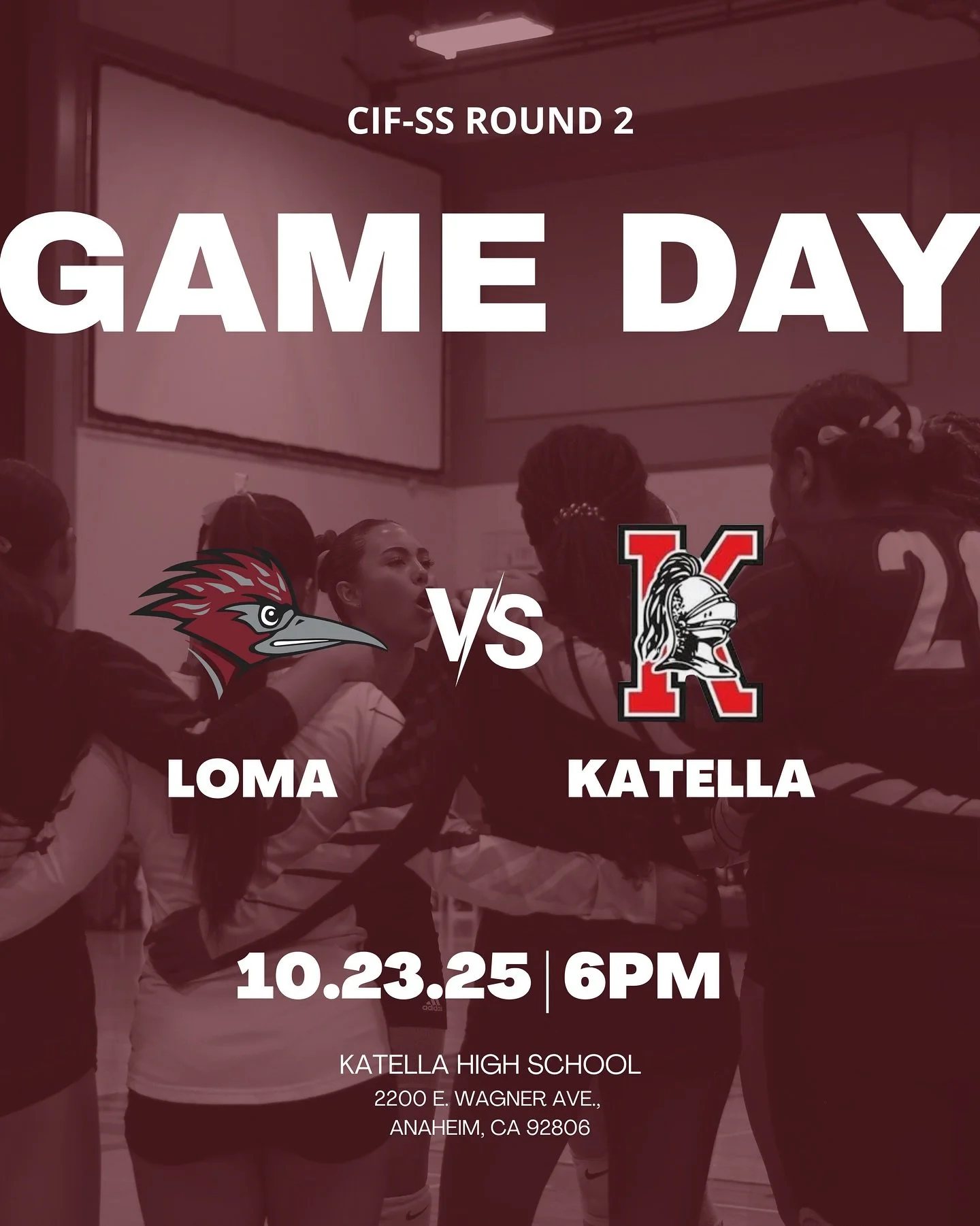 Next round of playoffs for our lady roadrunners is tomorrow at 6pm in Anaheim! Come out and support your girls in Round 2🏐! 
#llaathletics #lomalinda #volleyball #playoffs #cif