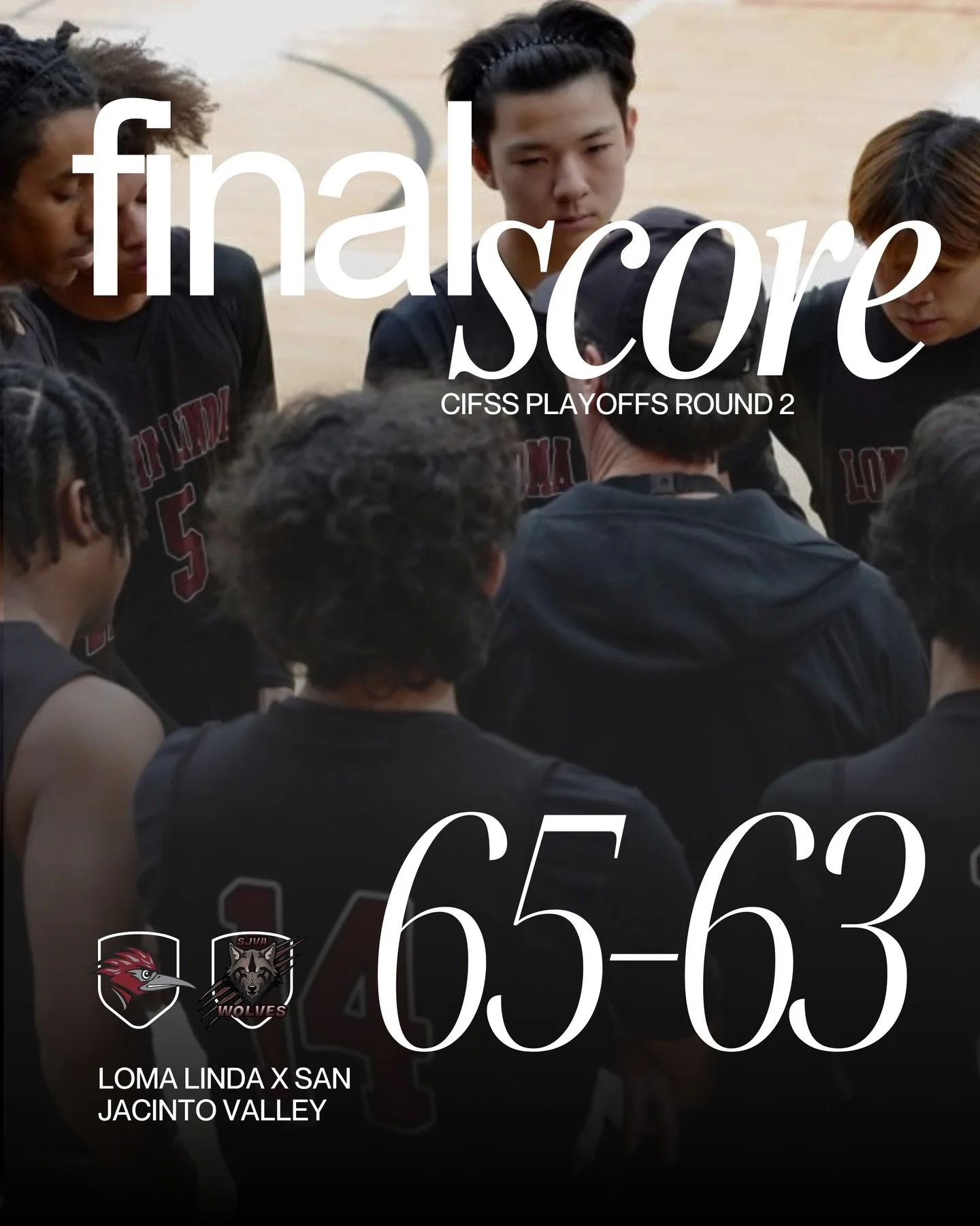 Final score from Fridays game after going into OT. Great job roadrunners! 
&bull;
#llaathletics #adventisthoops 
#playoffs #cifss #basketball