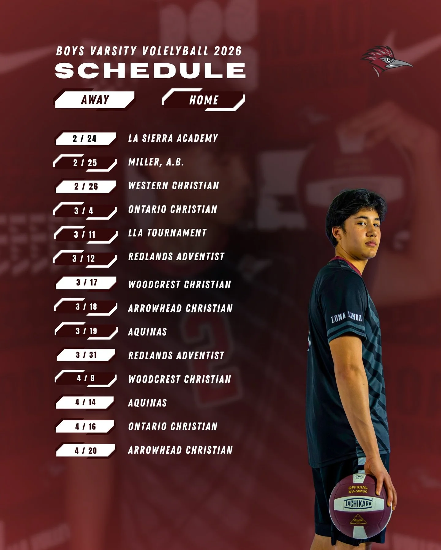 Boys Varsity Volleyball schedule is live! Stay up to date on llaathletics.org. 

First home game is this Wednesday! 
&bull;
#llaathletics #volleyball #boysvolleyball 
#schedule #loma