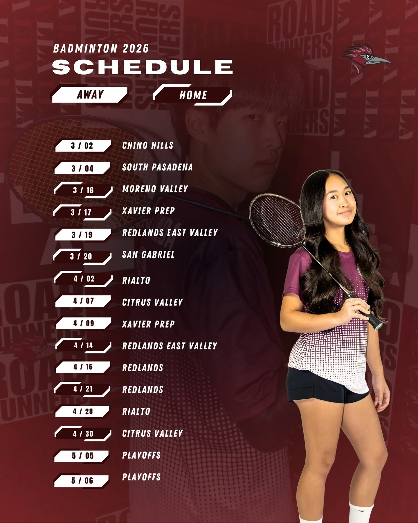 Badminton schedule 2026!
&bull;
#llaathletics #loma #badminton
#mediaday #adventistsports