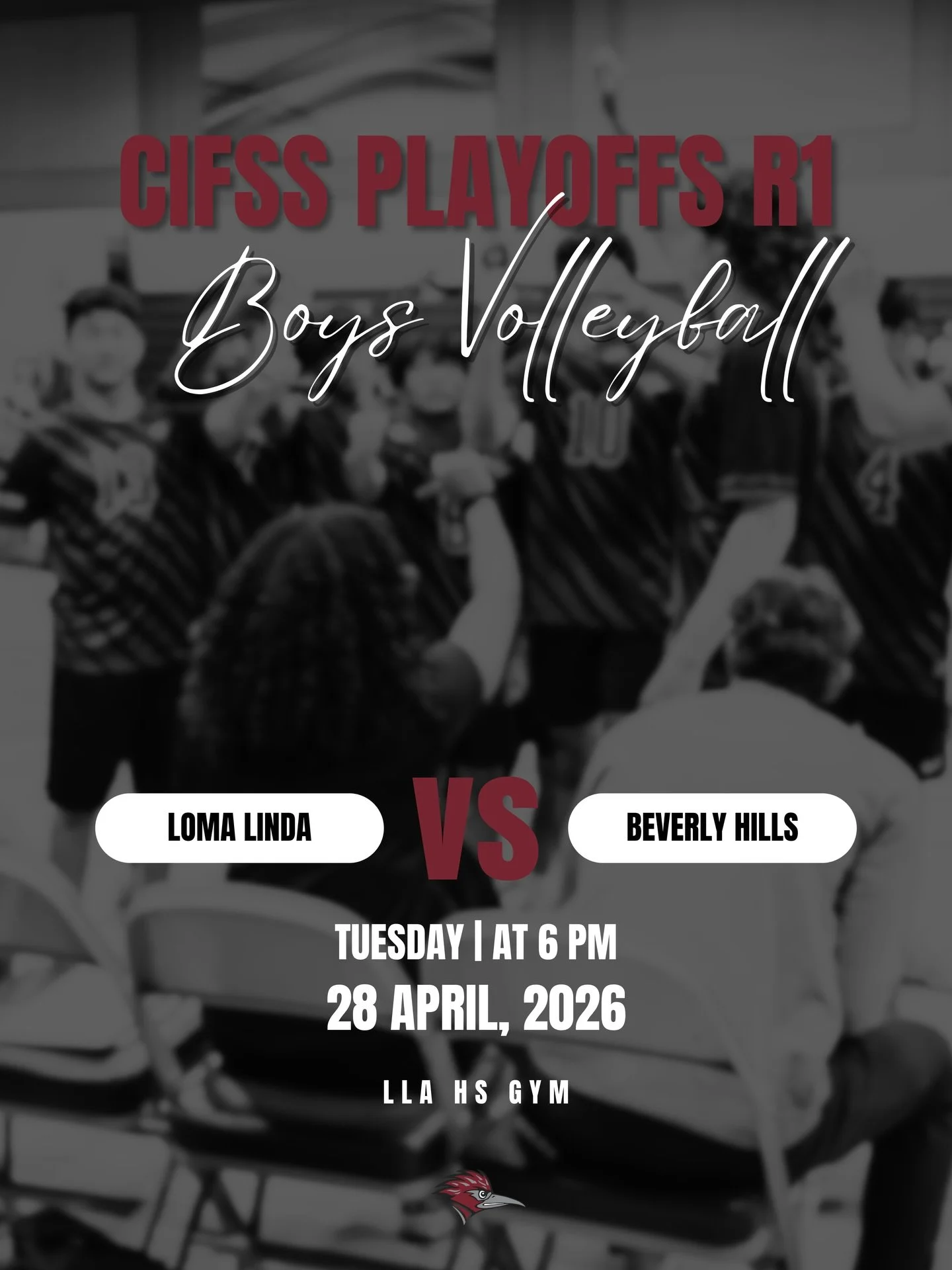 Round 1 of playoffs for our varsity boys volleyball team is tomorrow night at our gym! All attendees, INCLUDING students must get tickets at GoFan.co 
&bull;
#playoffs #llaathletics 
#roadrunners #volleyball 
#cifss