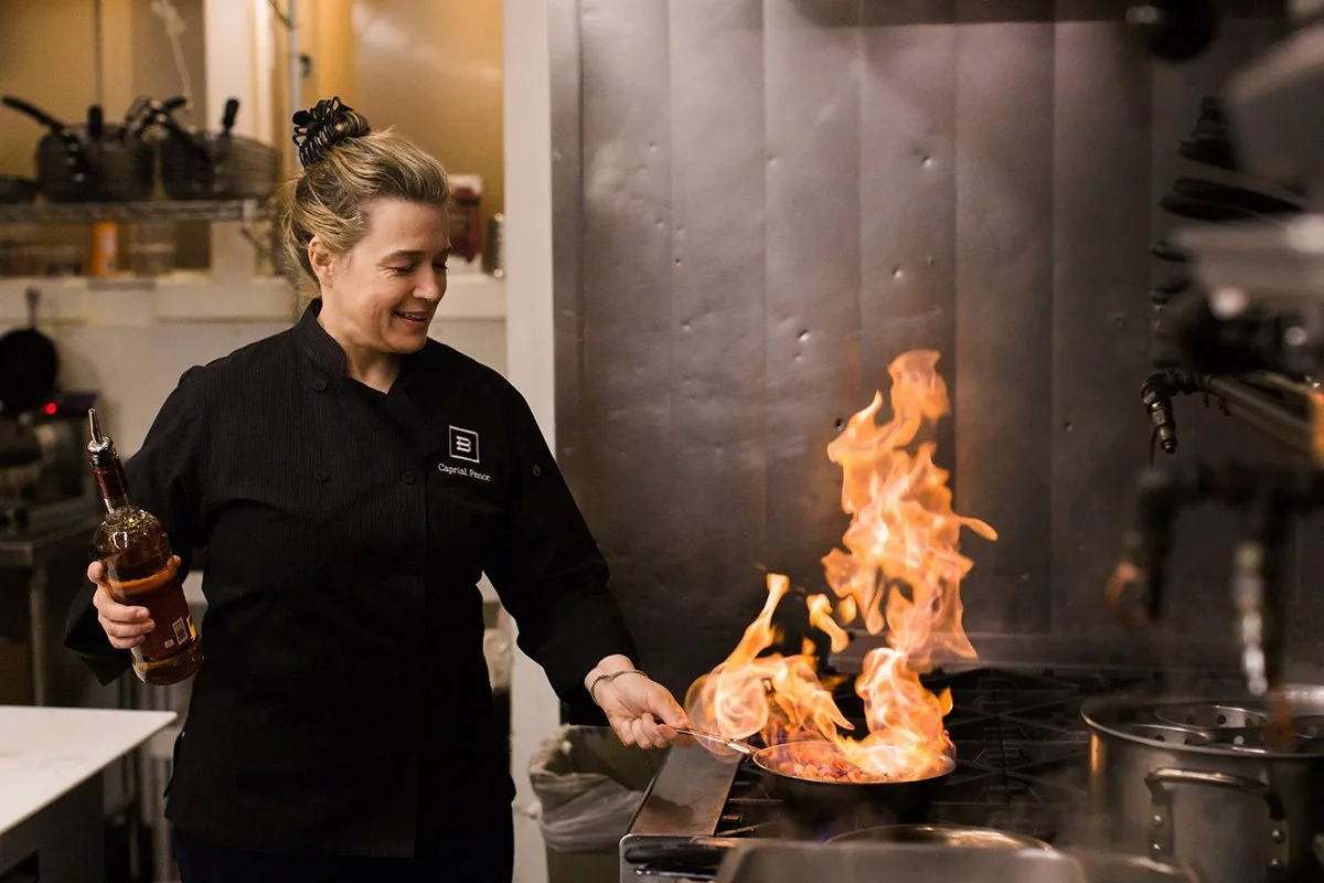 caprial pence cooking class for party for the park event