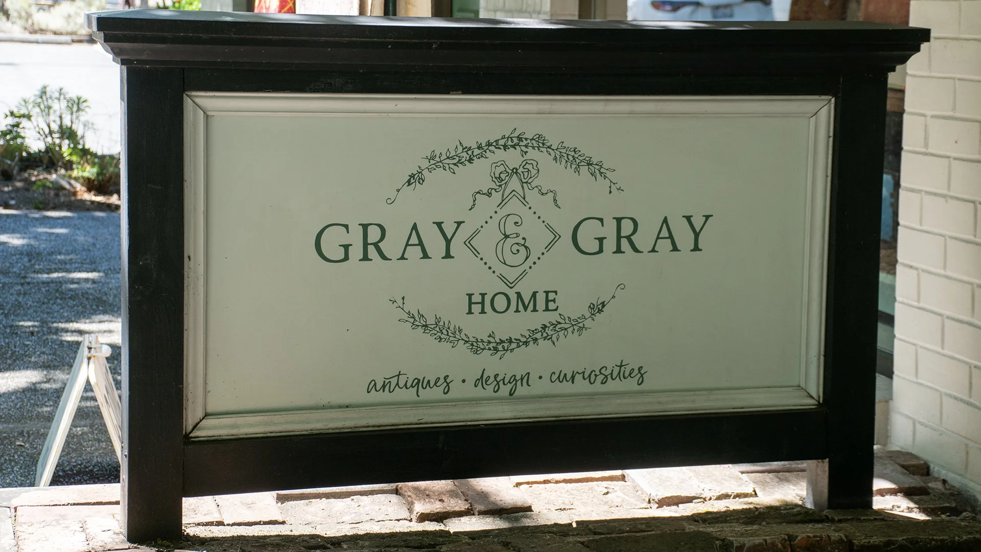 Sign outside the storefront of Gray & Gray Home